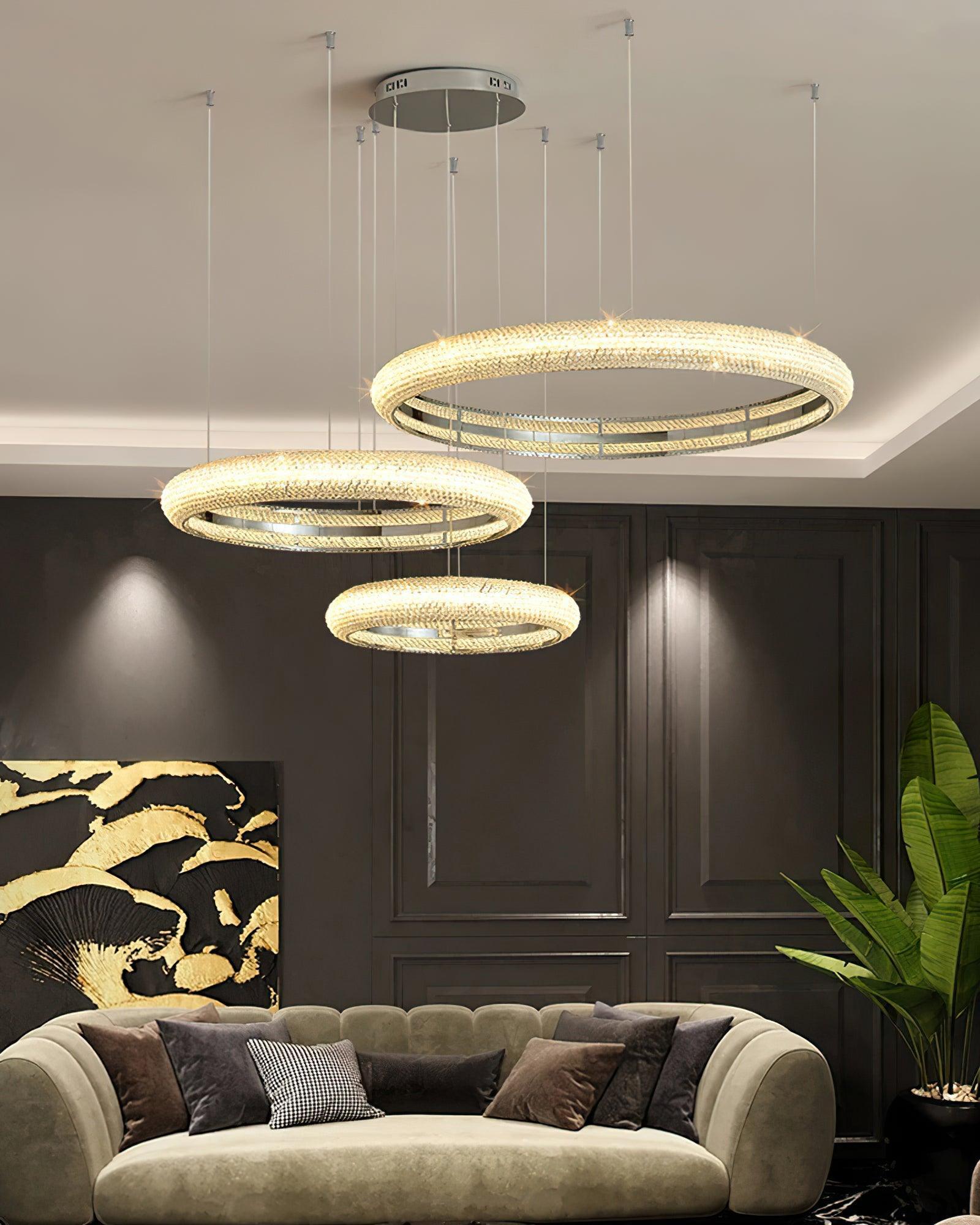 Vazorora Modern Minimalist Ring Metal Crystal Chandelier - Blowlighting