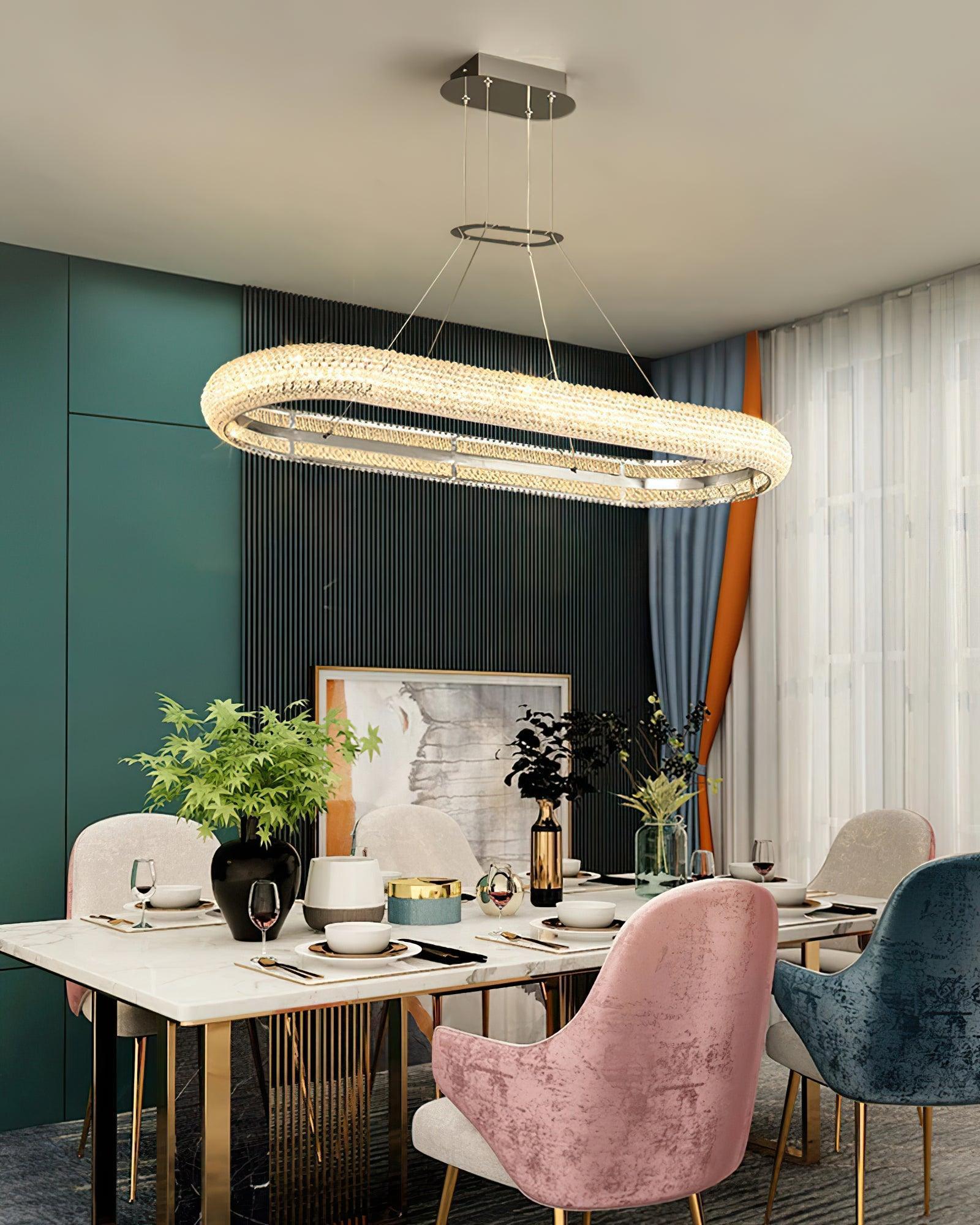 Vazorora Modern Minimalist Ring Metal Crystal Chandelier - Blowlighting