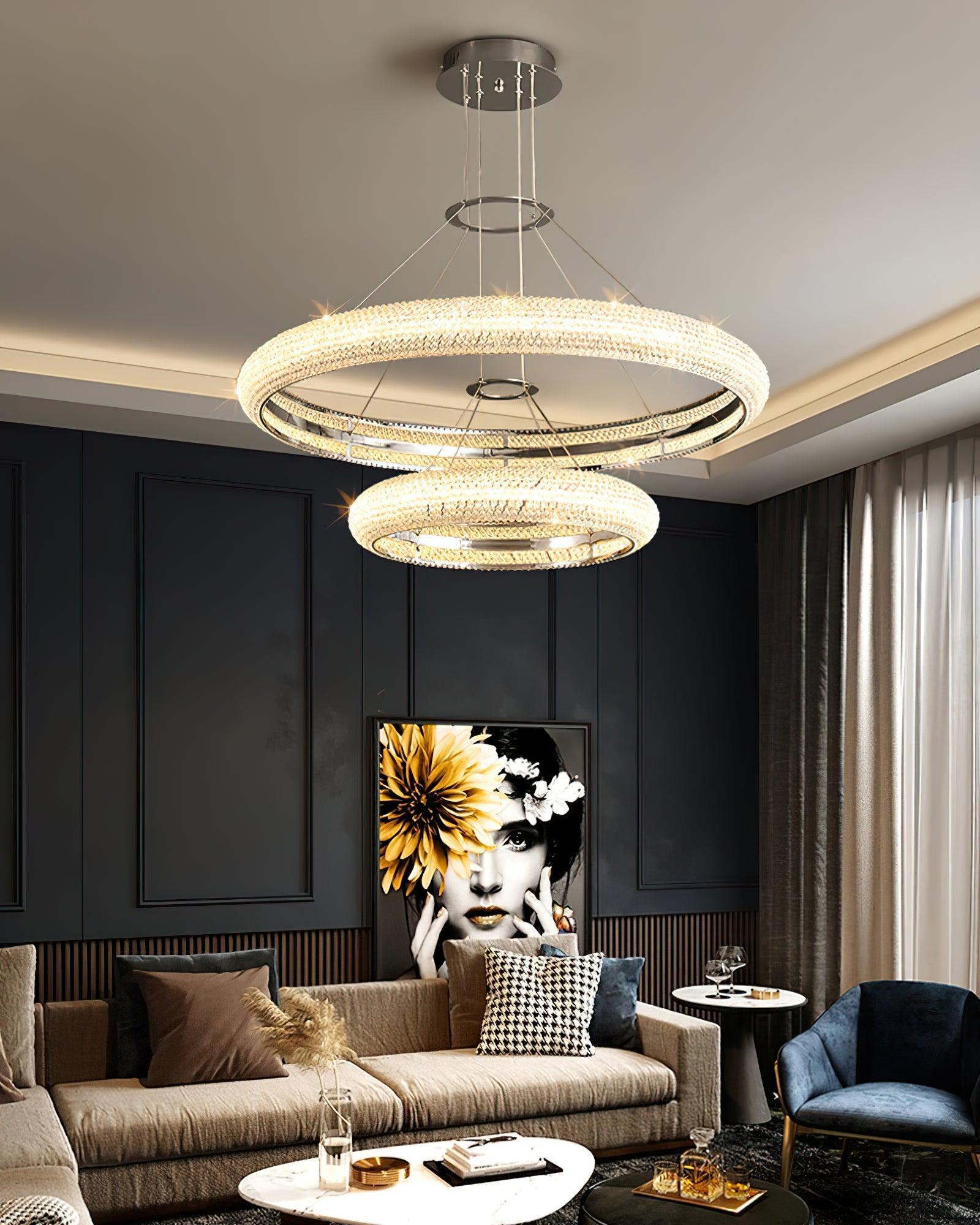 Vazorora Modern Minimalist Ring Metal Crystal Chandelier - Blowlighting