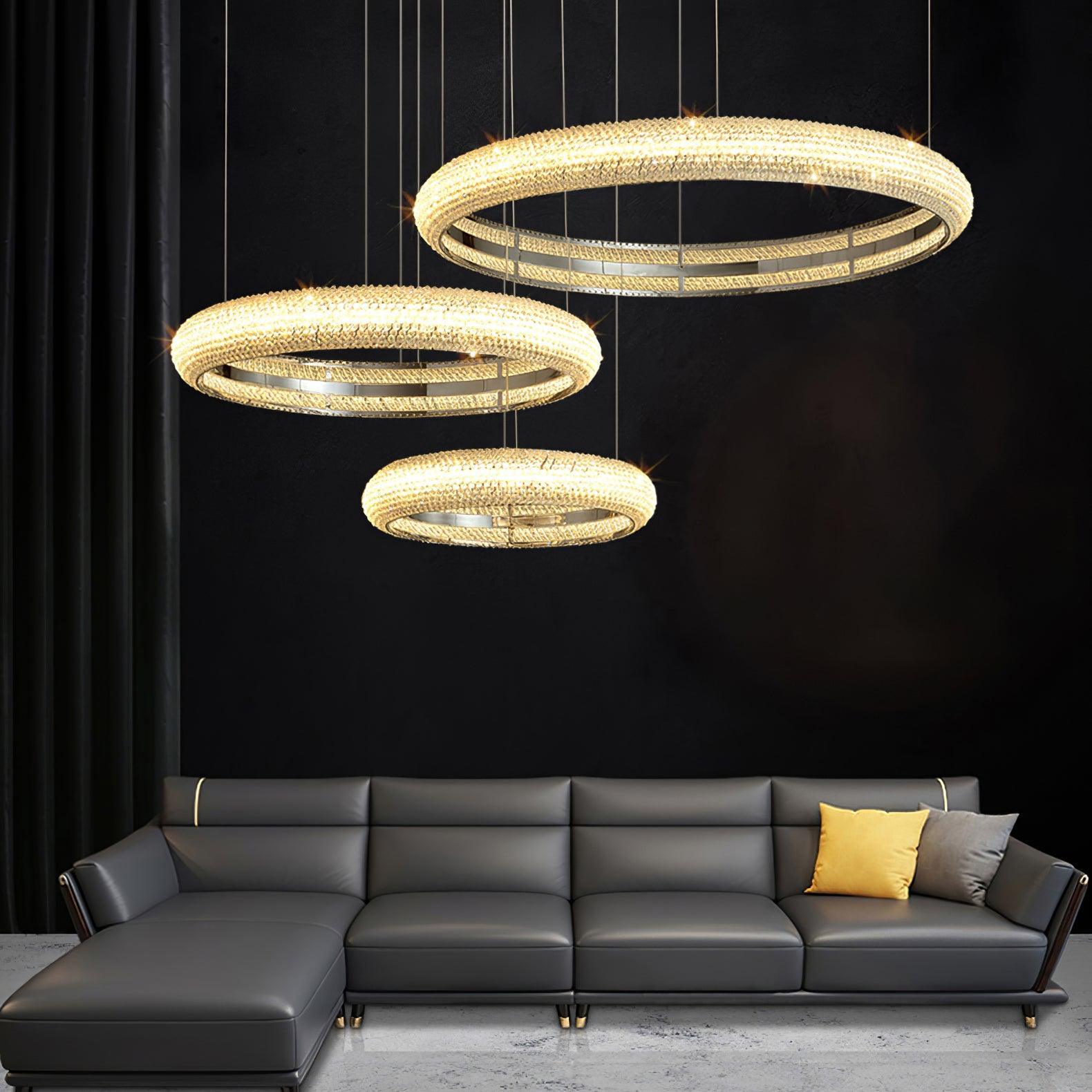 Vazorora Modern Minimalist Ring Metal Crystal Chandelier - Blowlighting