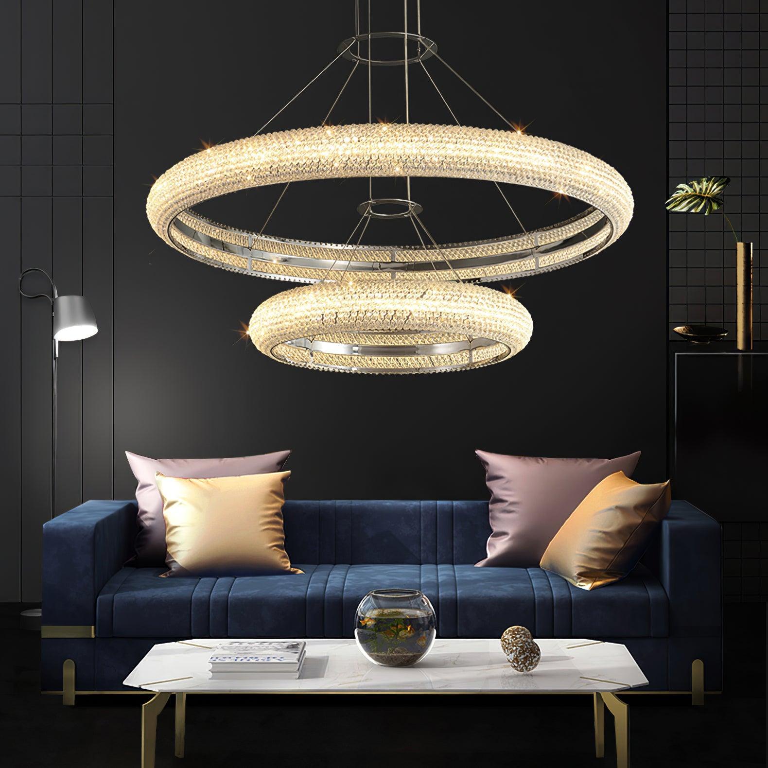 Vazorora Modern Minimalist Ring Metal Crystal Chandelier - Blowlighting