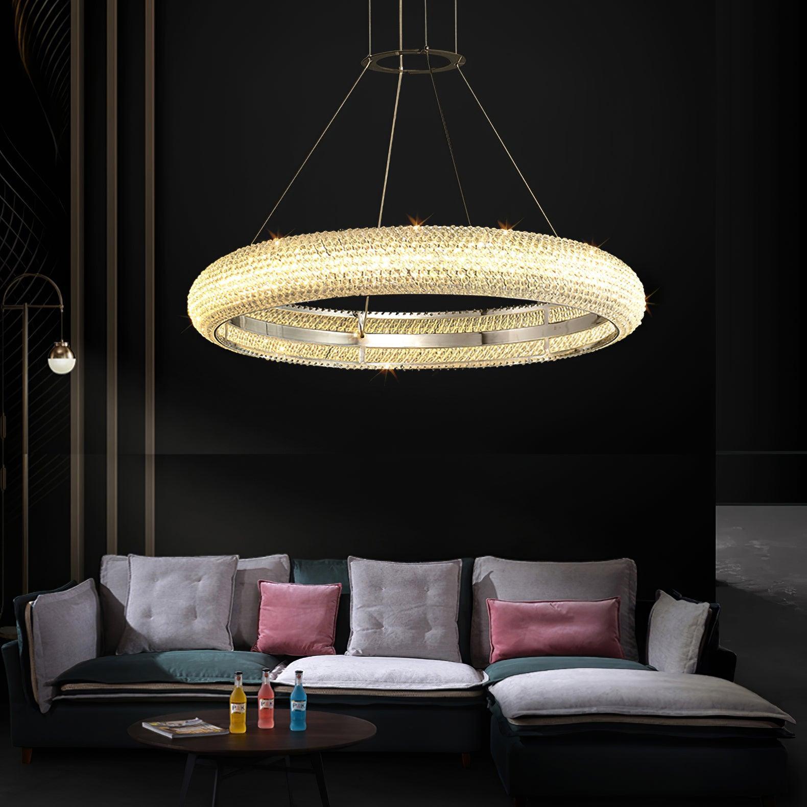 Vazorora Modern Minimalist Ring Metal Crystal Chandelier - Blowlighting