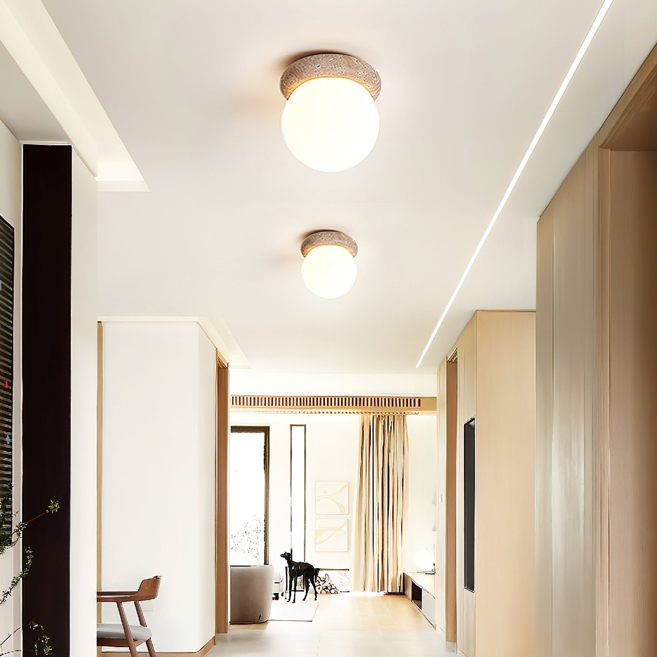 Colaeiel Disc-Globe Travertine Ceiling Light - Blowlighting