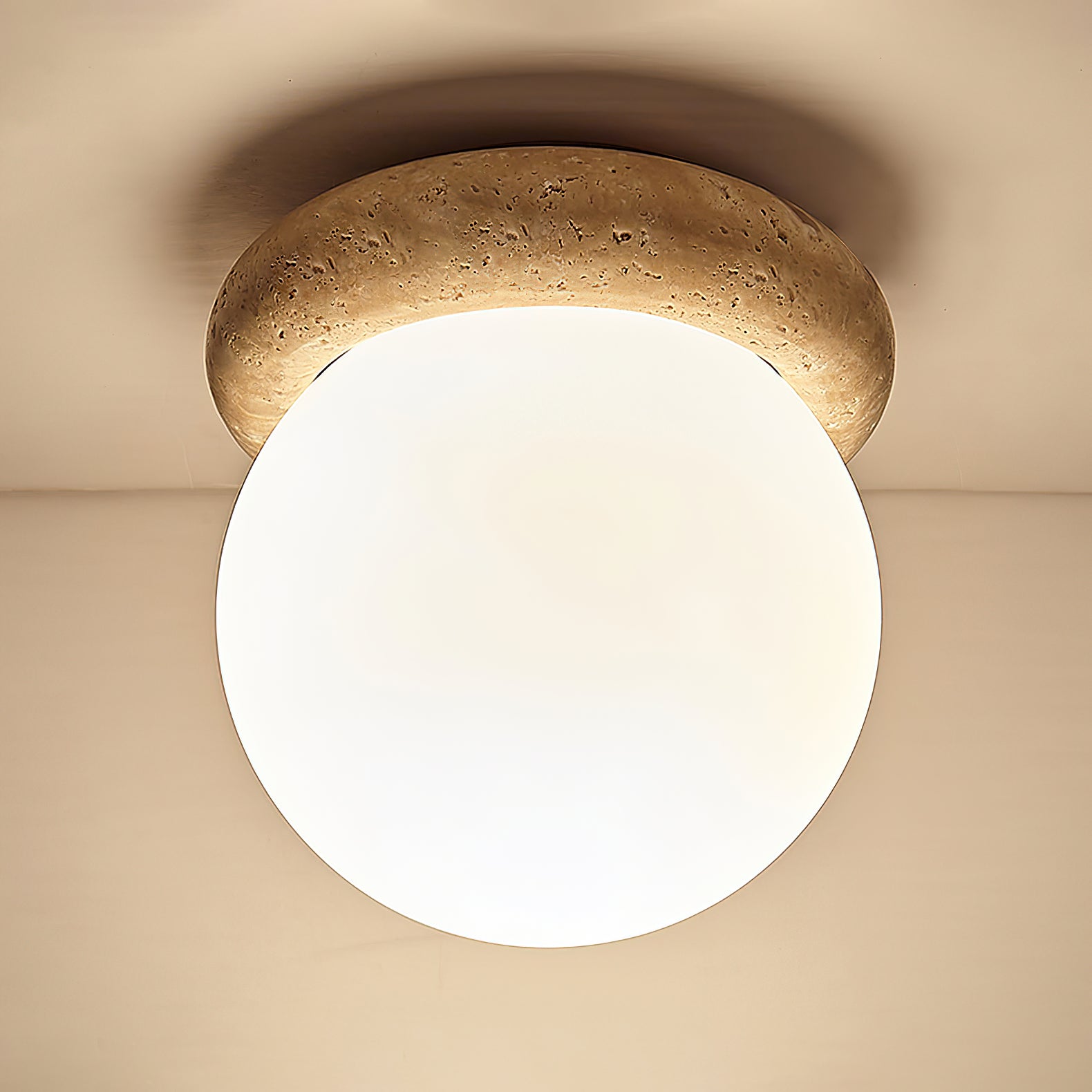 Colaeiel Disc-Globe Travertine Ceiling Light - Blowlighting