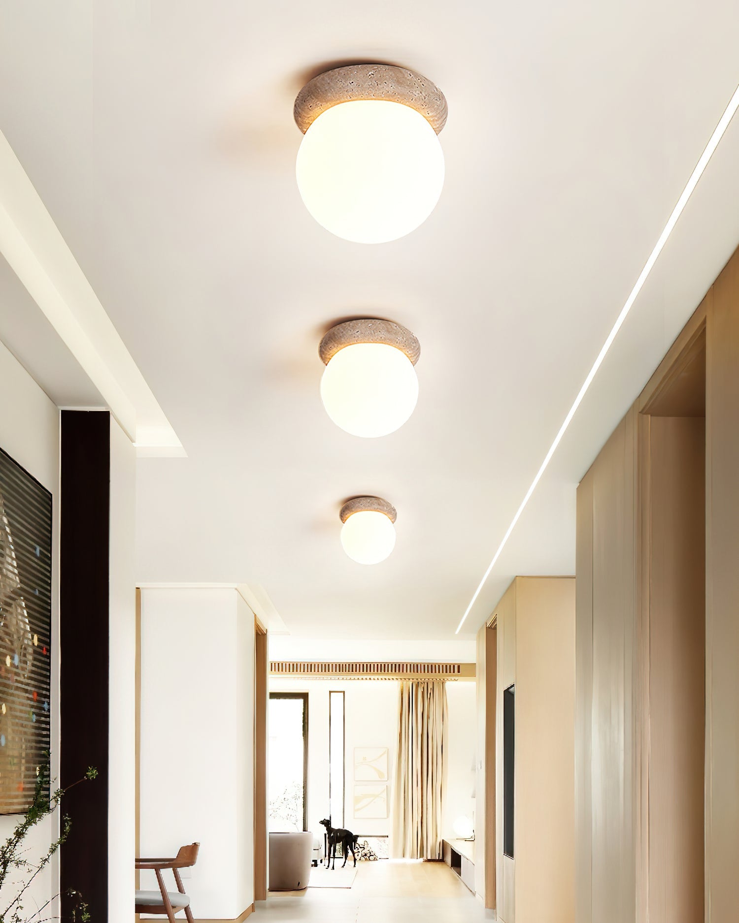 Colaeiel Disc-Globe Travertine Ceiling Light - Blowlighting