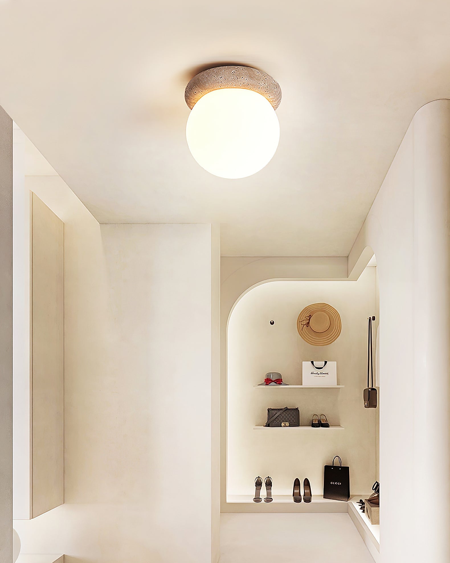 Colaeiel Disc-Globe Travertine Ceiling Light - Blowlighting