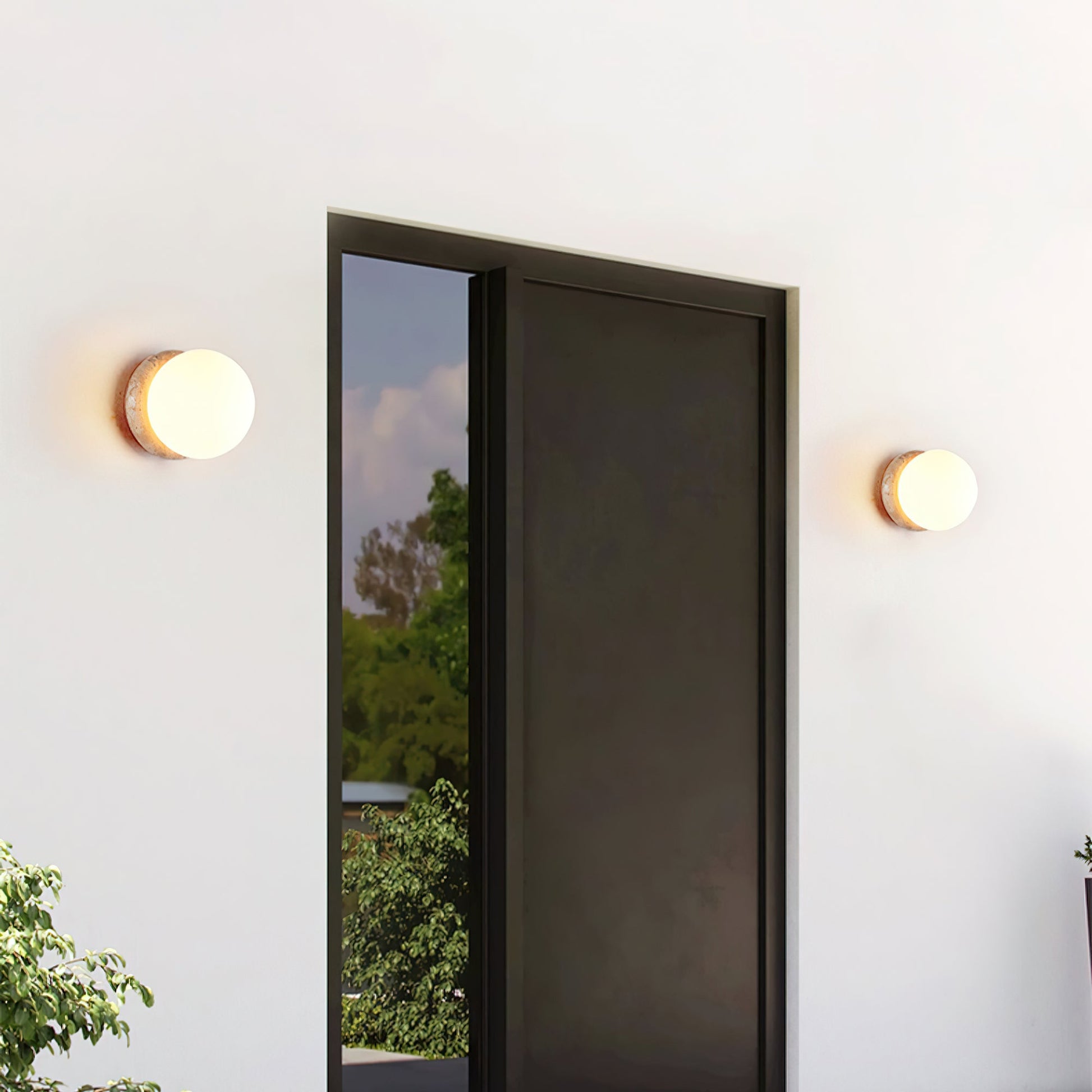 Caliror Round-Plate Travertine Wall Light - Blowlighting