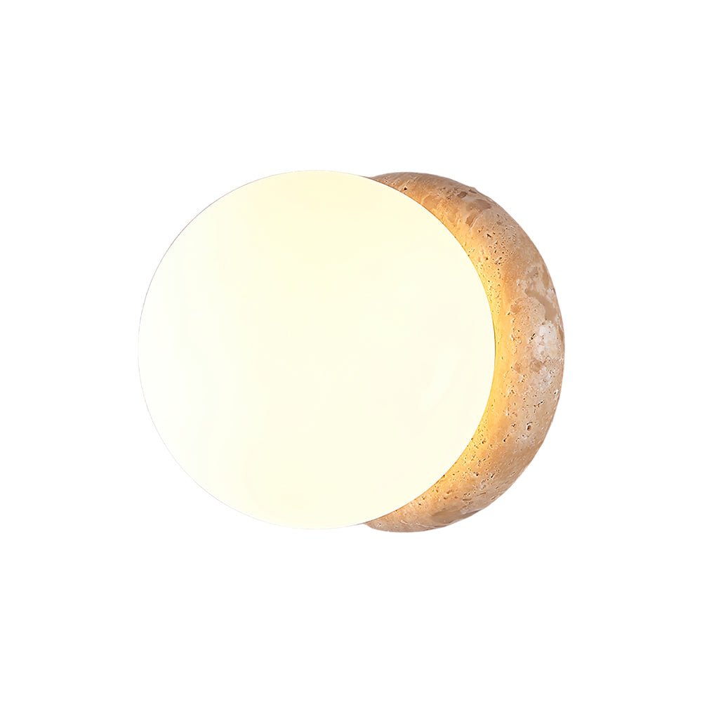 Caliror Round-Plate Travertine Wall Light - Blowlighting