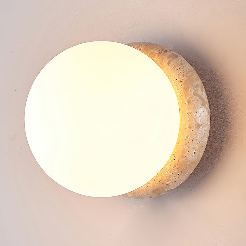 Caliror Round-Plate Travertine Wall Light - Blowlighting