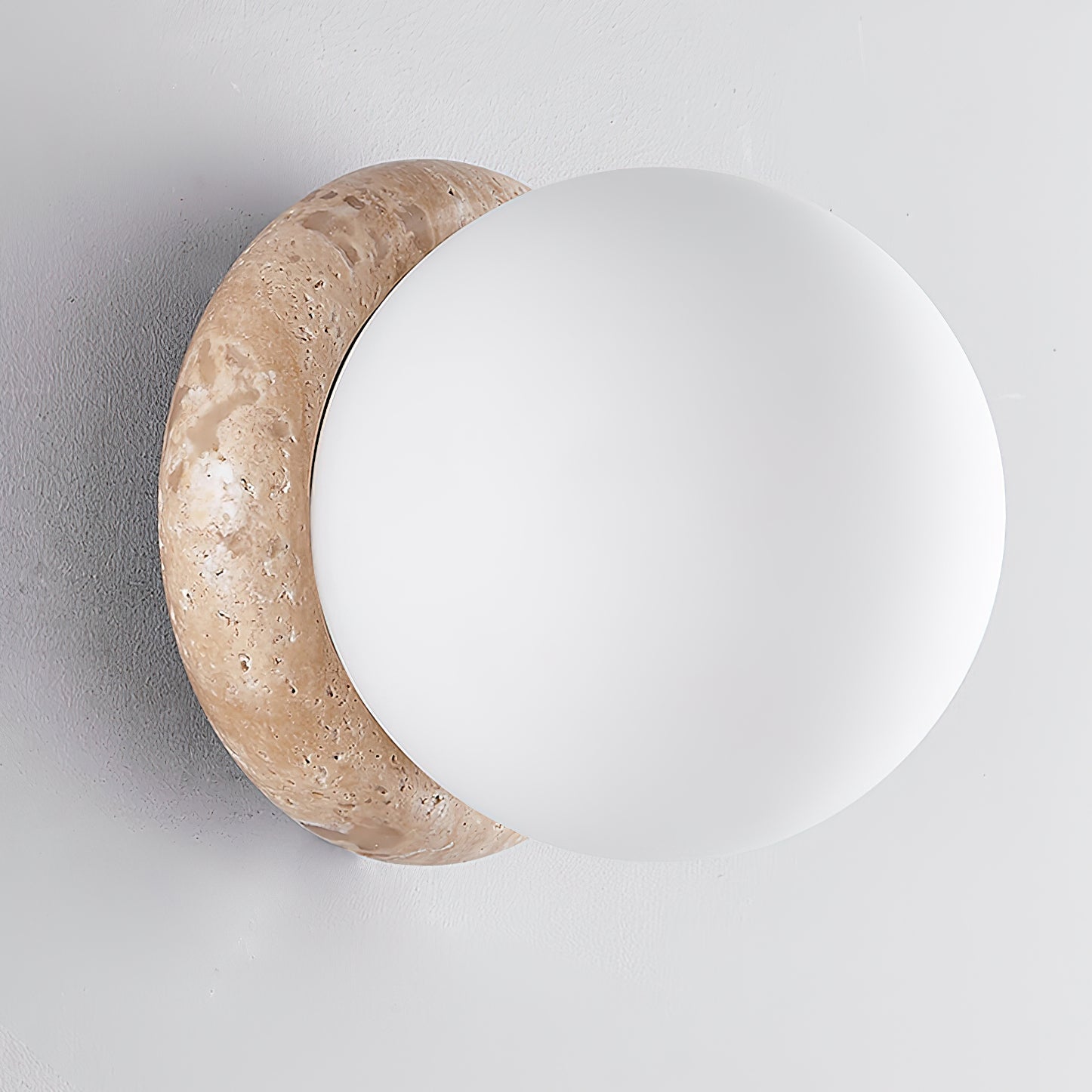 Caliror Round-Plate Travertine Wall Light - Blowlighting