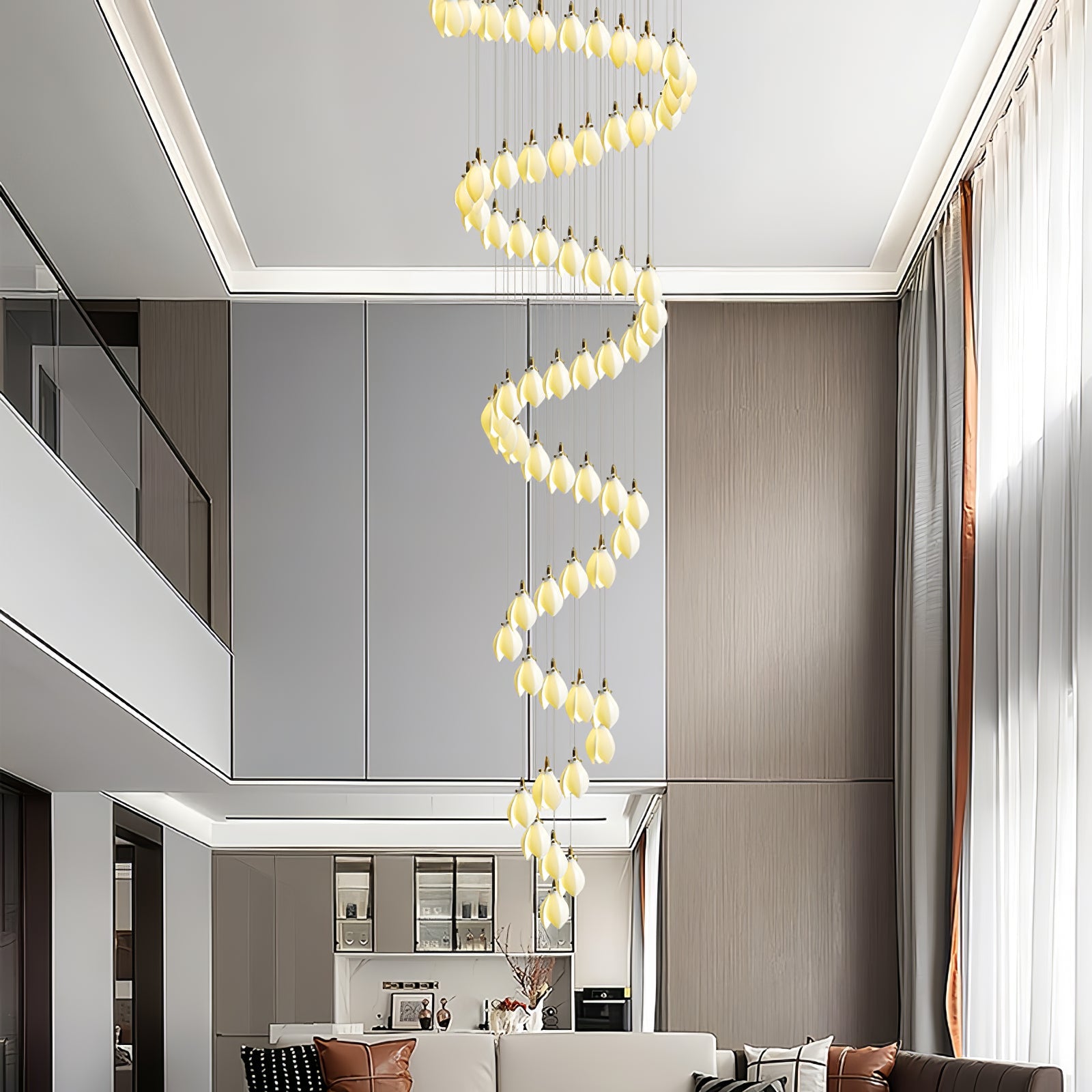 Caphayra Floral Ceramic Brass Chandelier - Blowlighting