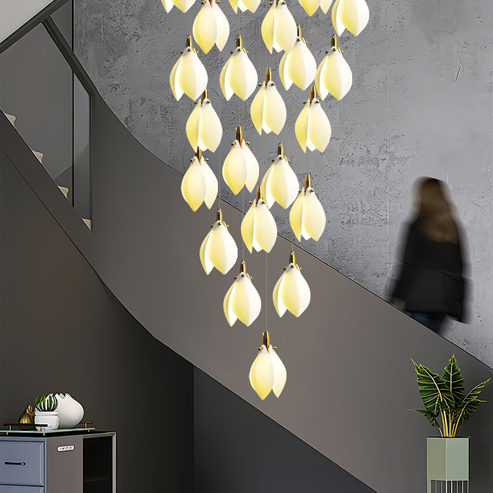 Caphayra Floral Ceramic Brass Chandelier - Blowlighting