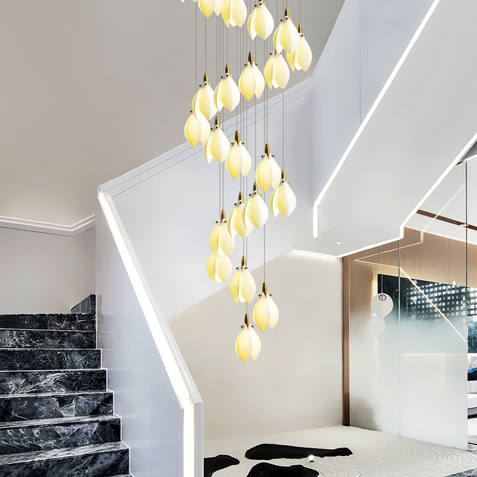 Caphayra Floral Ceramic Brass Chandelier - Blowlighting