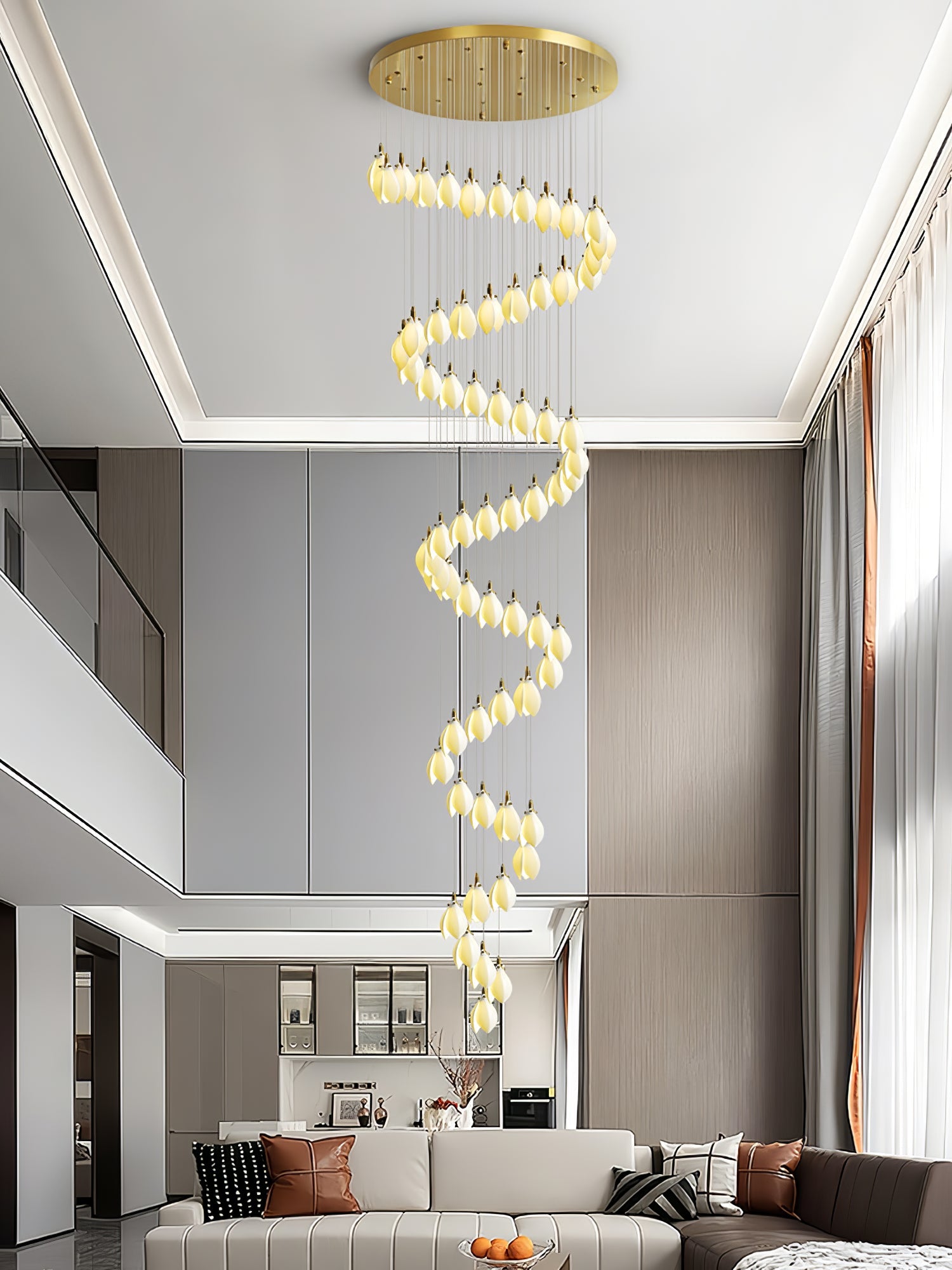 Caphayra Floral Ceramic Brass Chandelier - Blowlighting