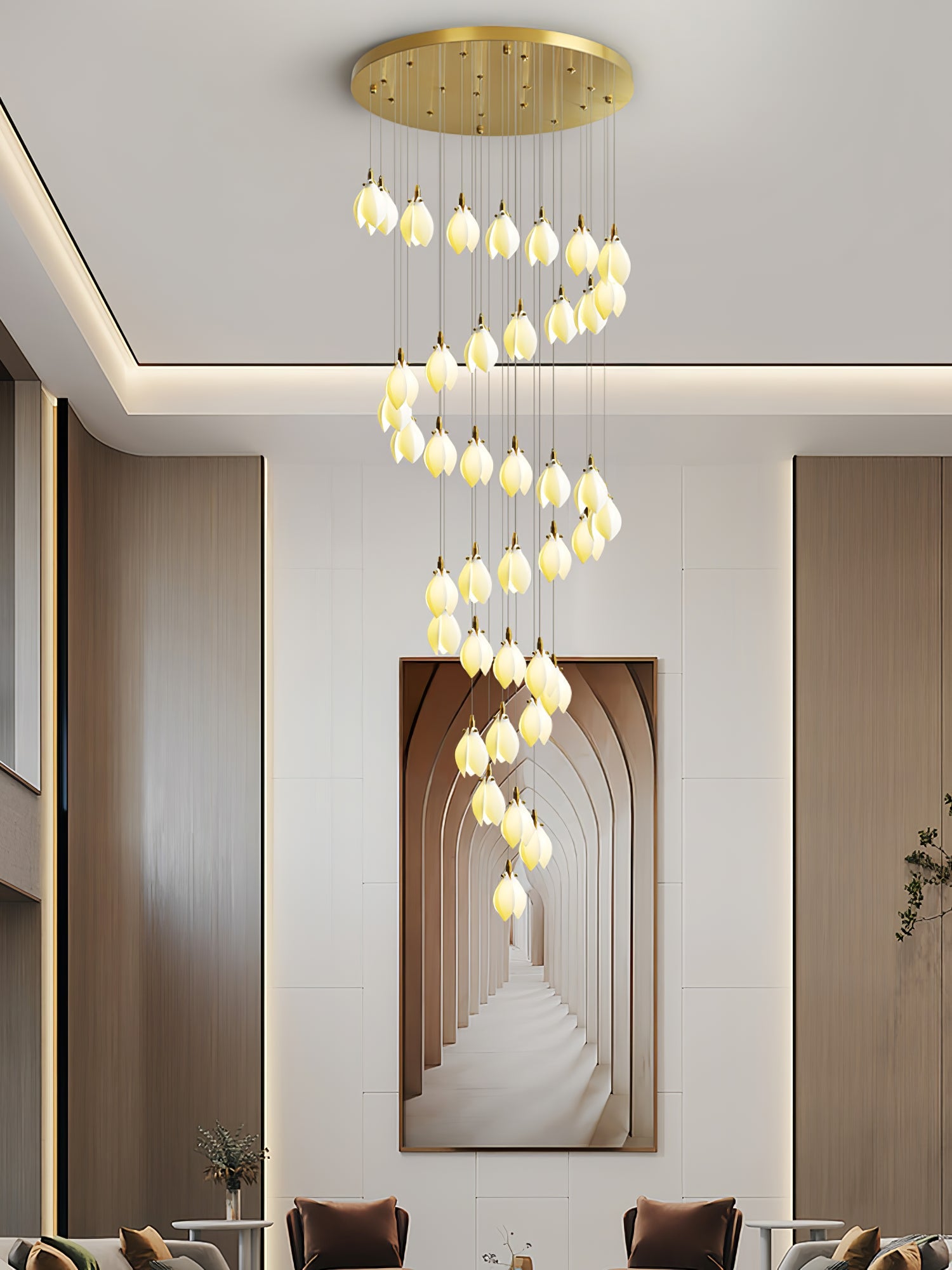 Caphayra Floral Ceramic Brass Chandelier - Blowlighting