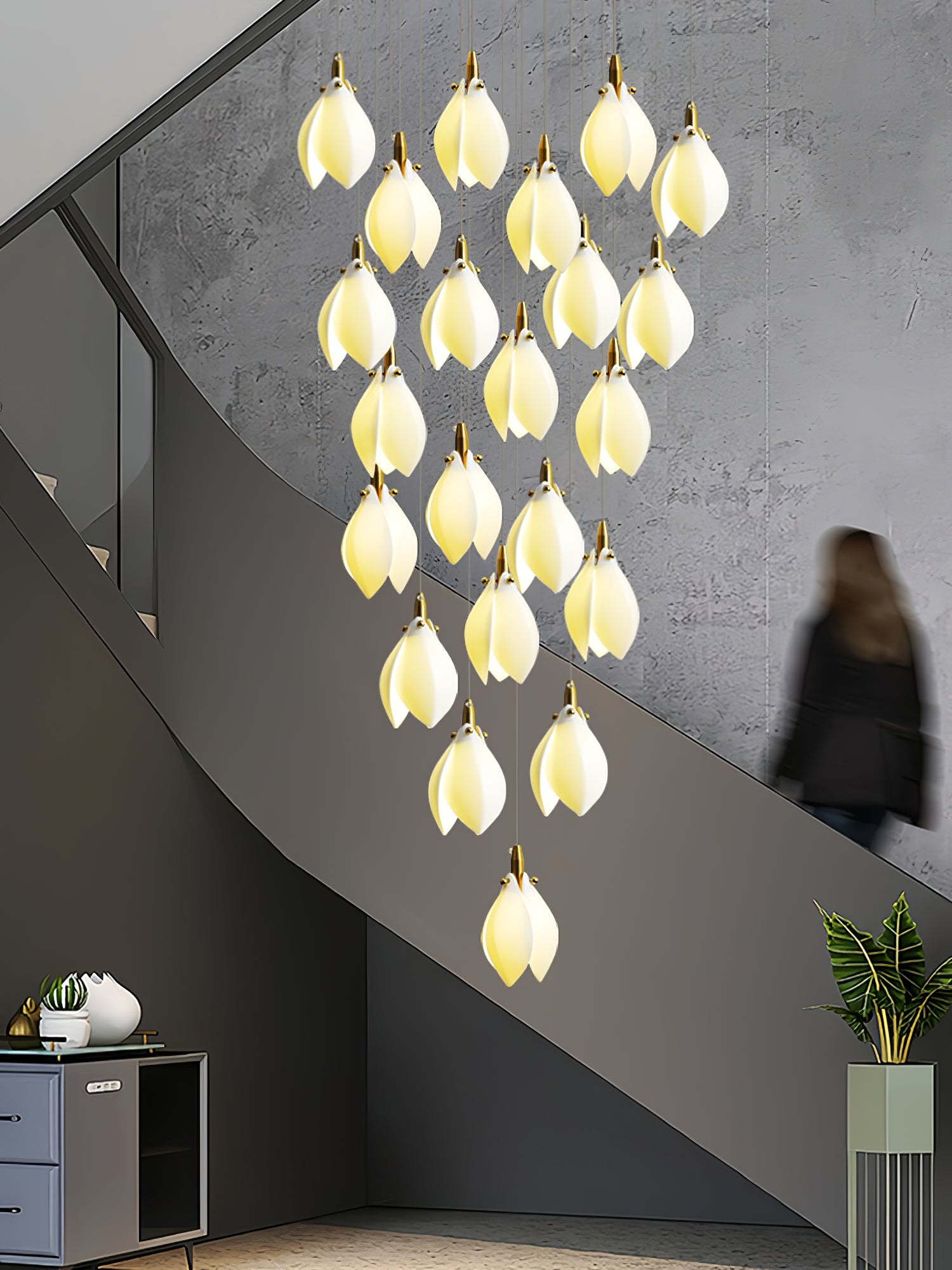 Caphayra Floral Ceramic Brass Chandelier - Blowlighting