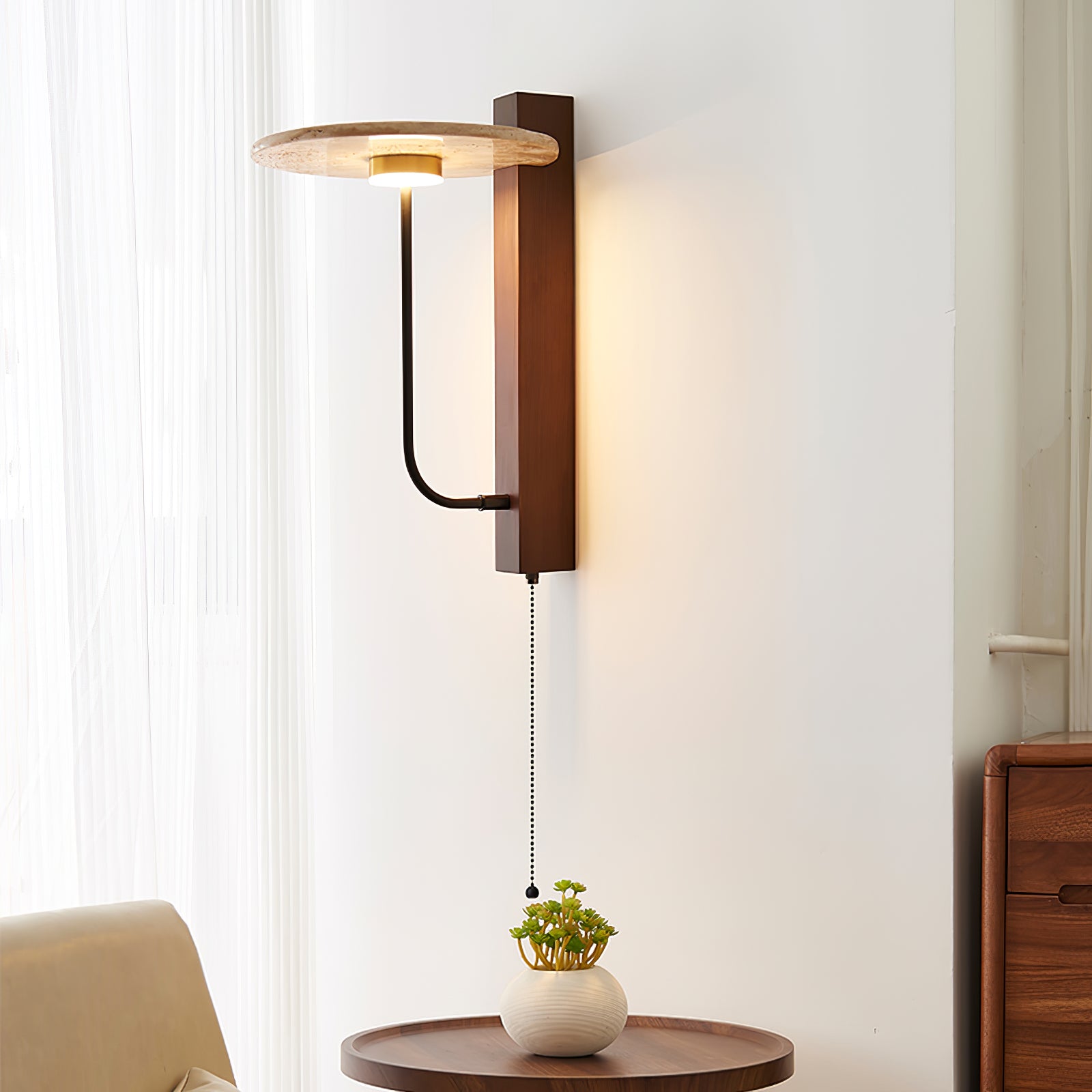 Viphayra Lever Arm Travertine Wall Light - Blowlighting