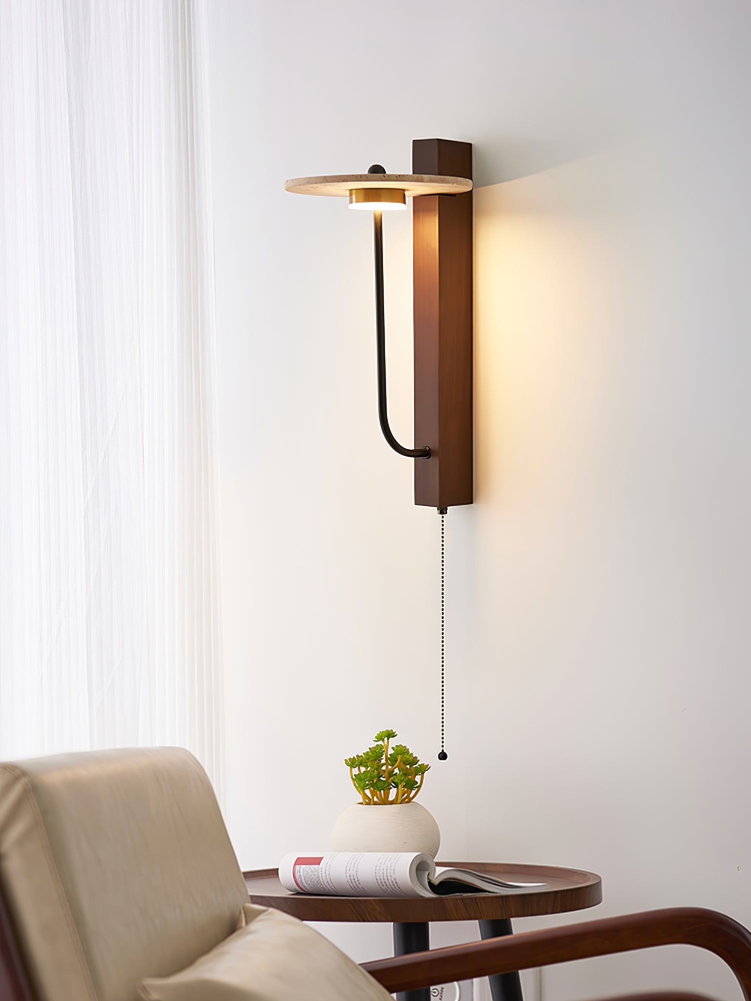 Viphayra Lever Arm Travertine Wall Light - Blowlighting