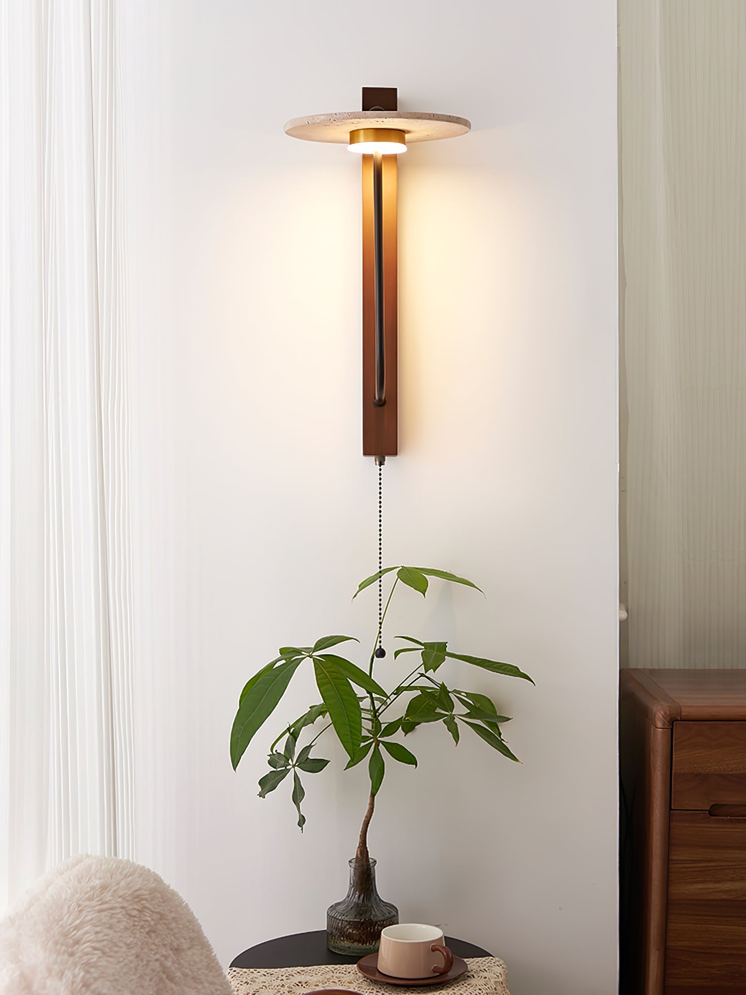 Viphayra Lever Arm Travertine Wall Light - Blowlighting