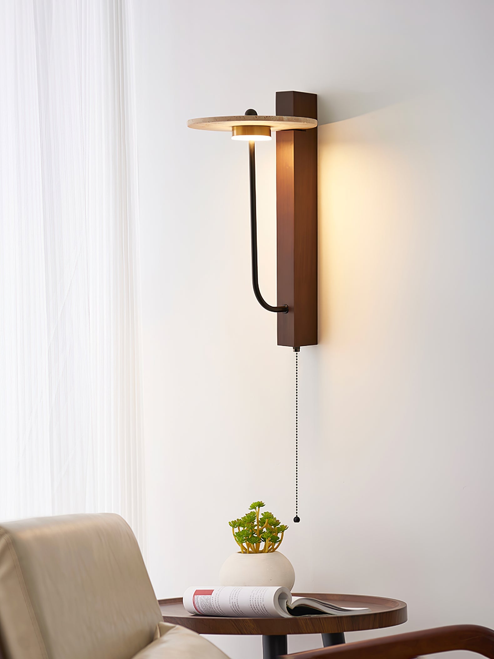 Viphayra Lever Arm Travertine Wall Light - Blowlighting