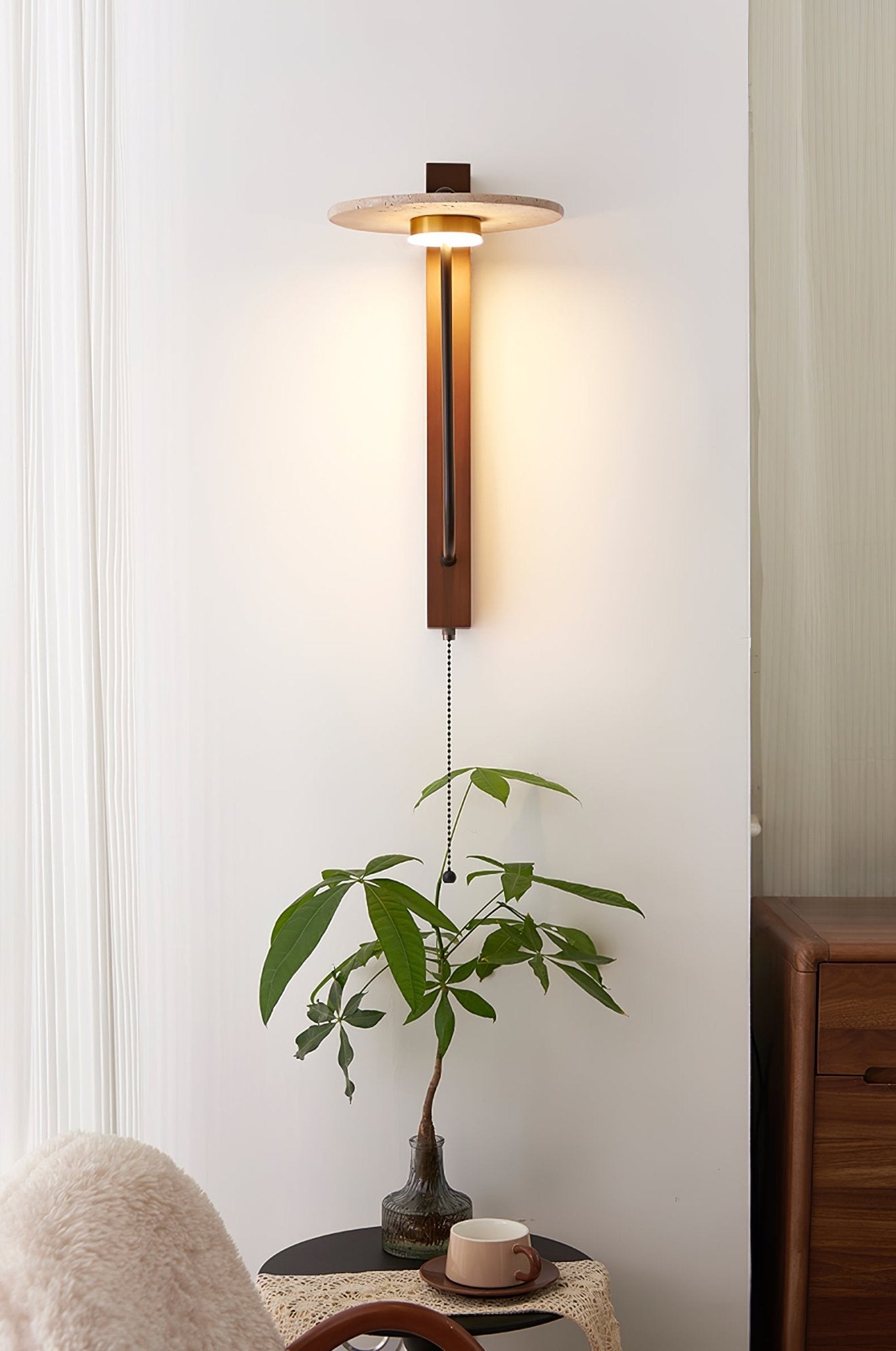 Viphayra Lever Arm Travertine Wall Light - Blowlighting