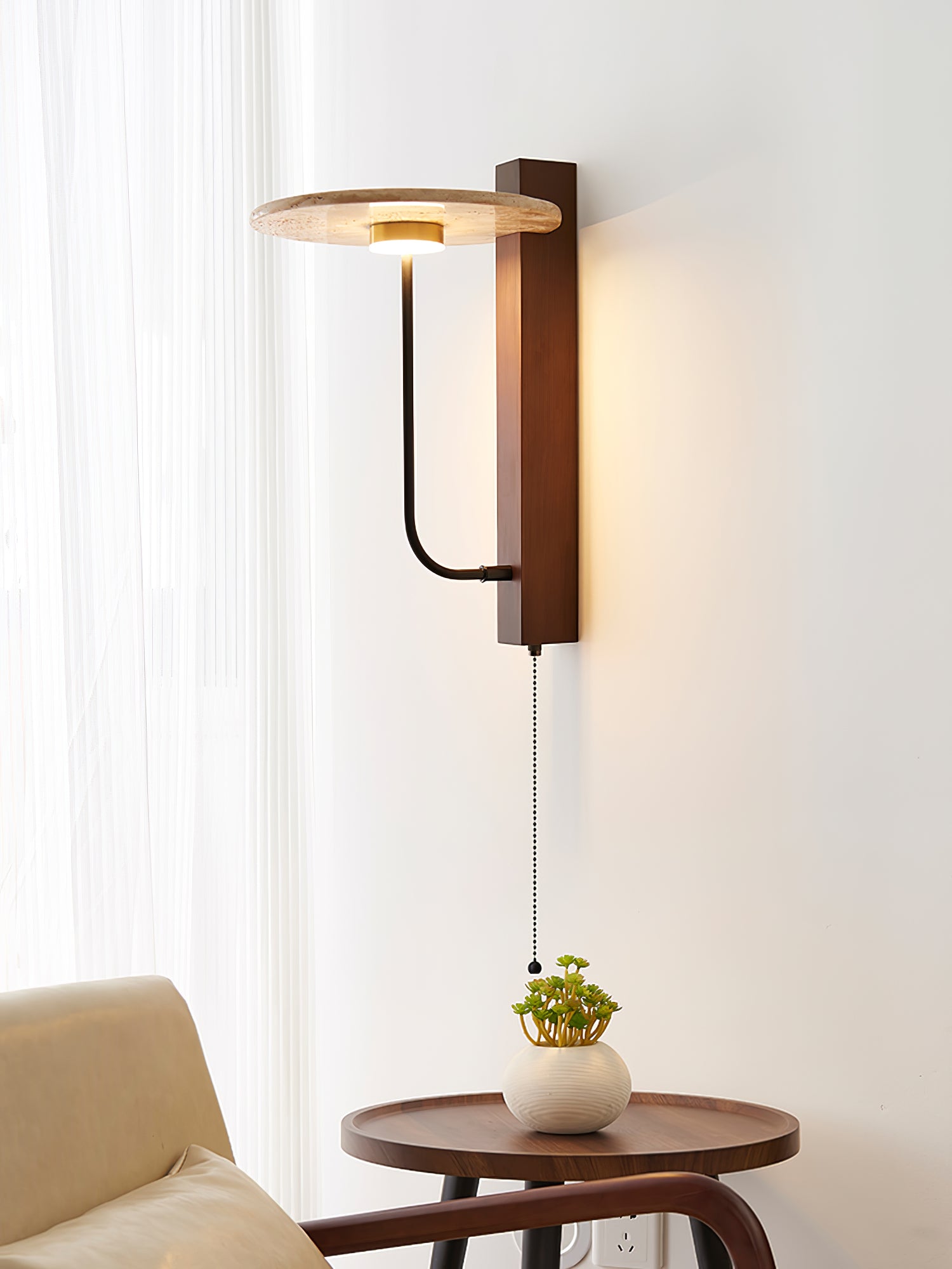 Viphayra Lever Arm Travertine Wall Light - Blowlighting