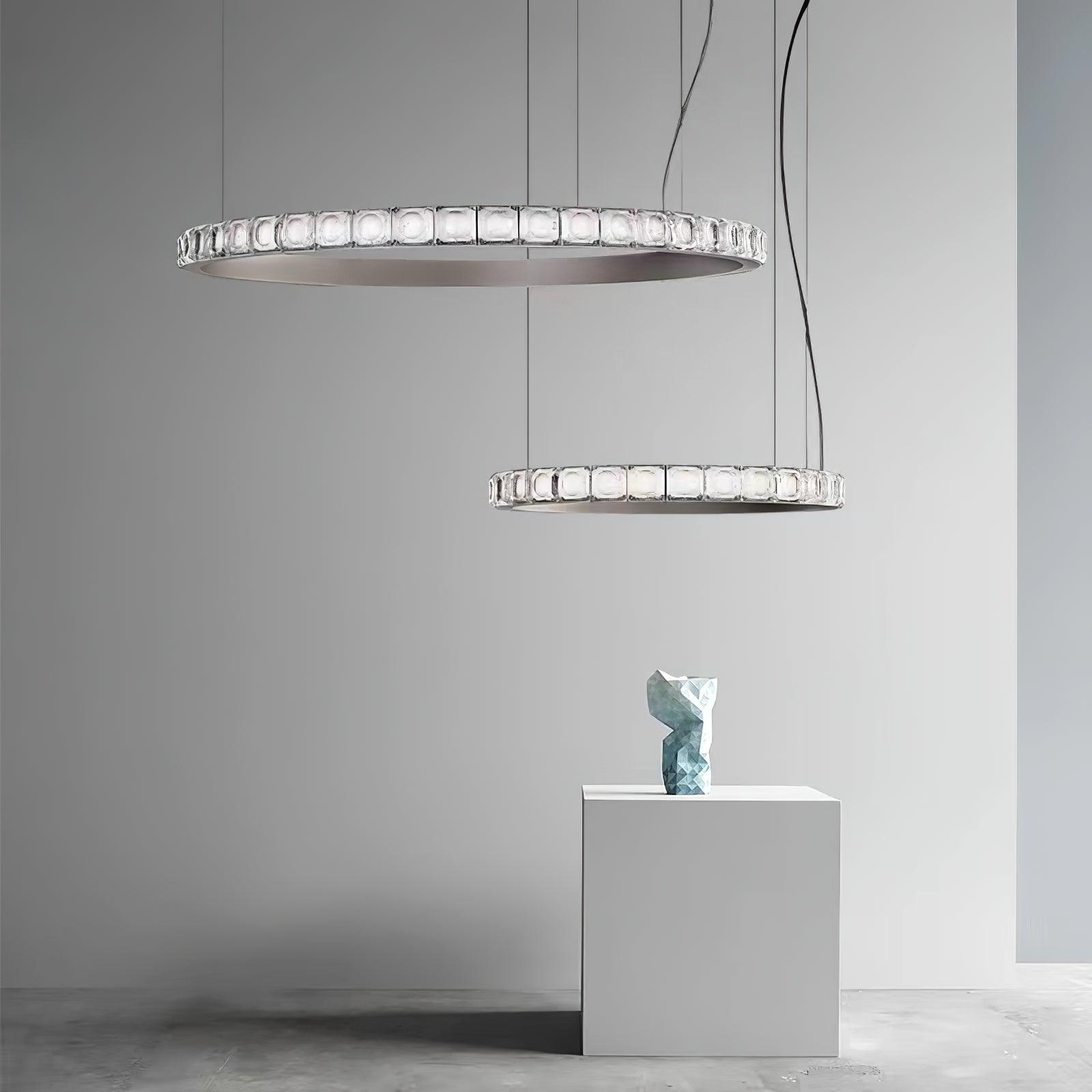 Avzorion Modern Minimalist Ring Glass Metal Chandelier - Blowlighting