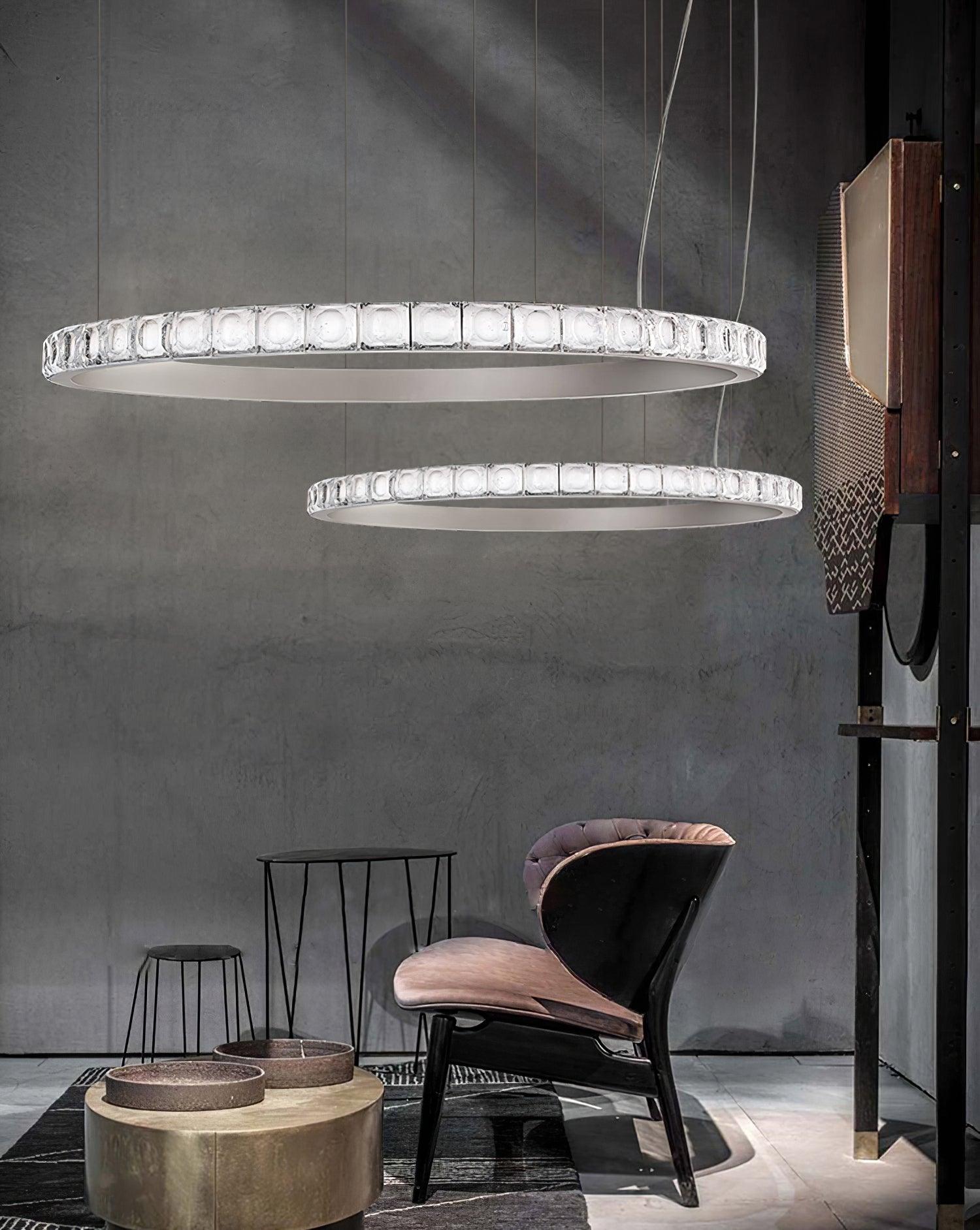 Avzorion Modern Minimalist Ring Glass Metal Chandelier - Blowlighting