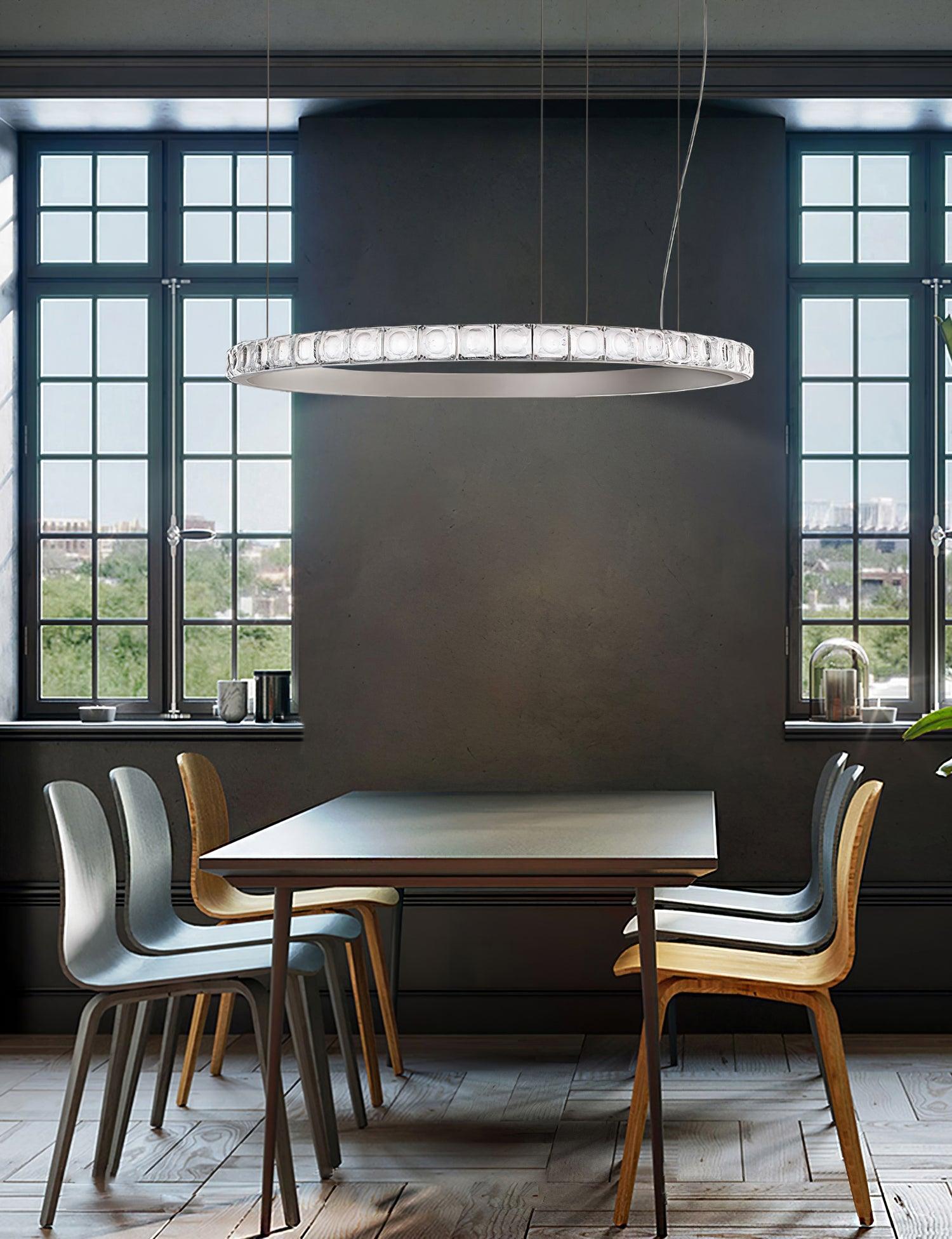 Avzorion Modern Minimalist Ring Glass Metal Chandelier - Blowlighting