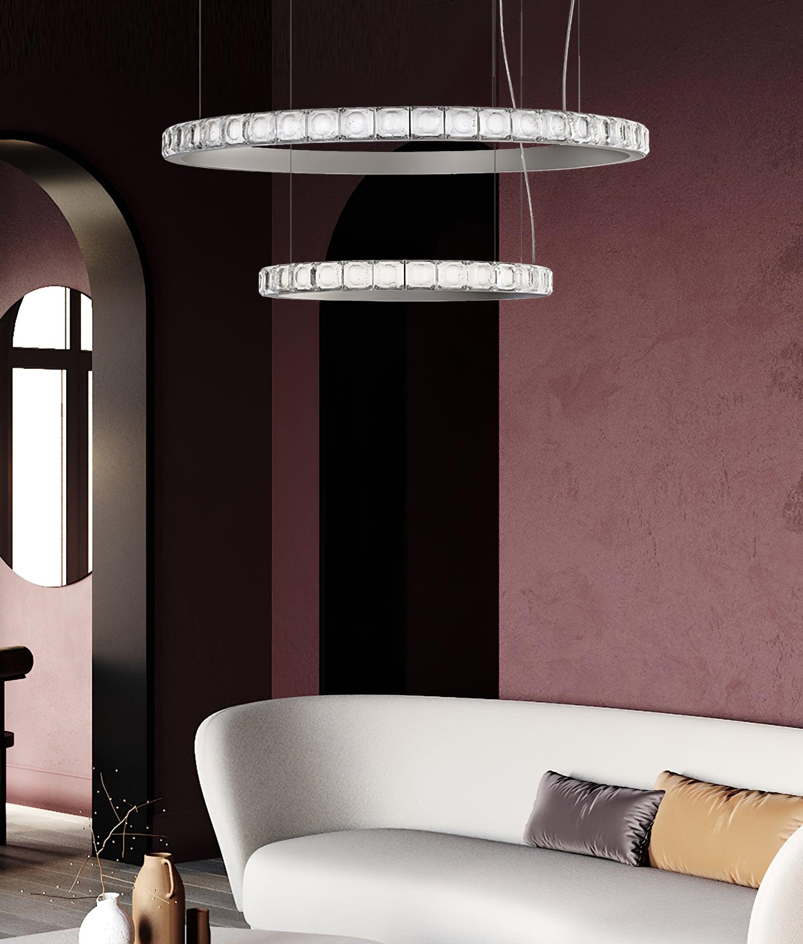 Avzorion Modern Minimalist Ring Glass Metal Chandelier - Blowlighting