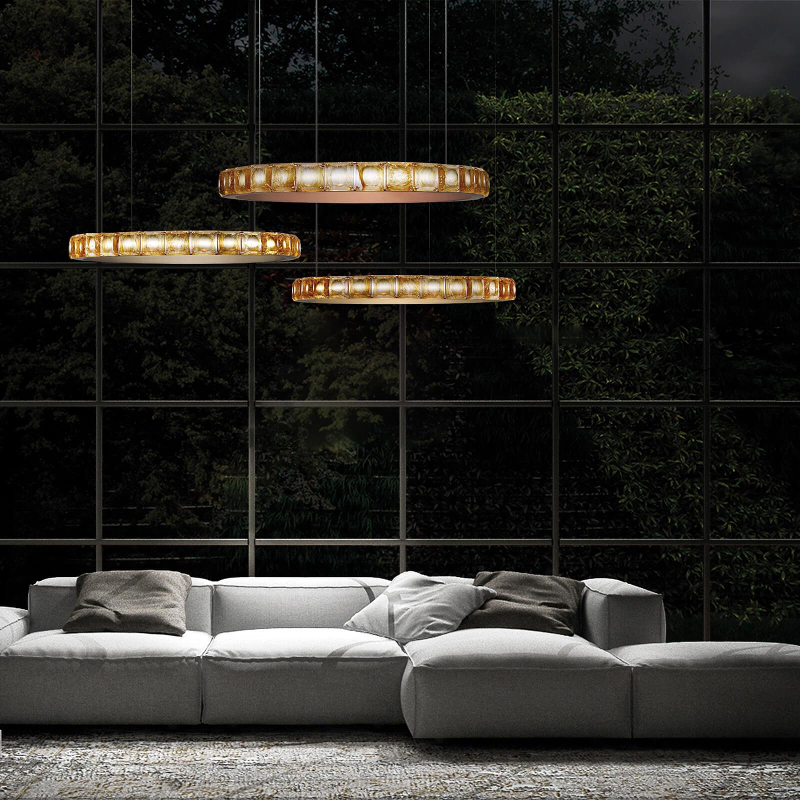 Avzorion Modern Minimalist Ring Glass Metal Chandelier - Blowlighting