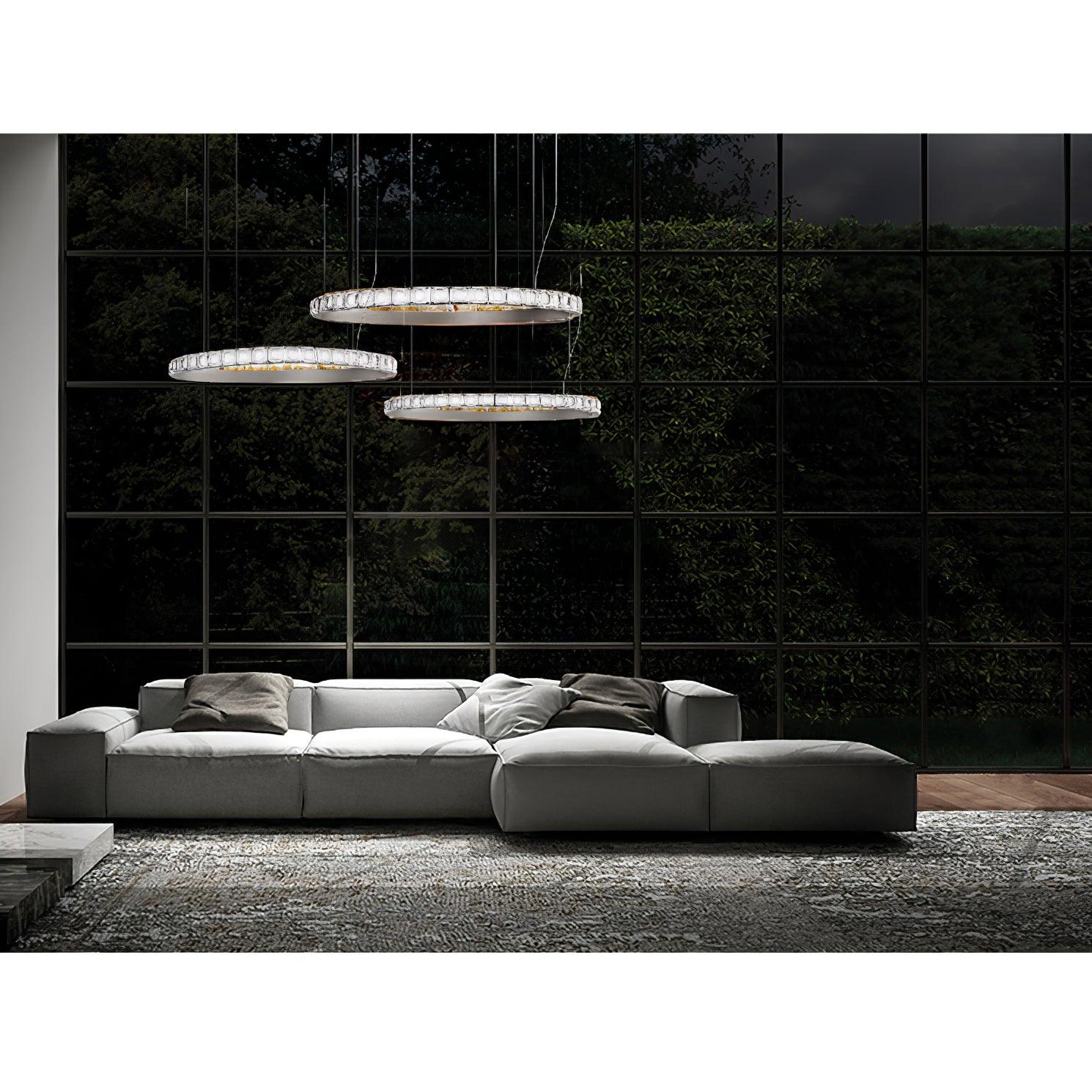 Avzorion Modern Minimalist Ring Glass Metal Chandelier - Blowlighting