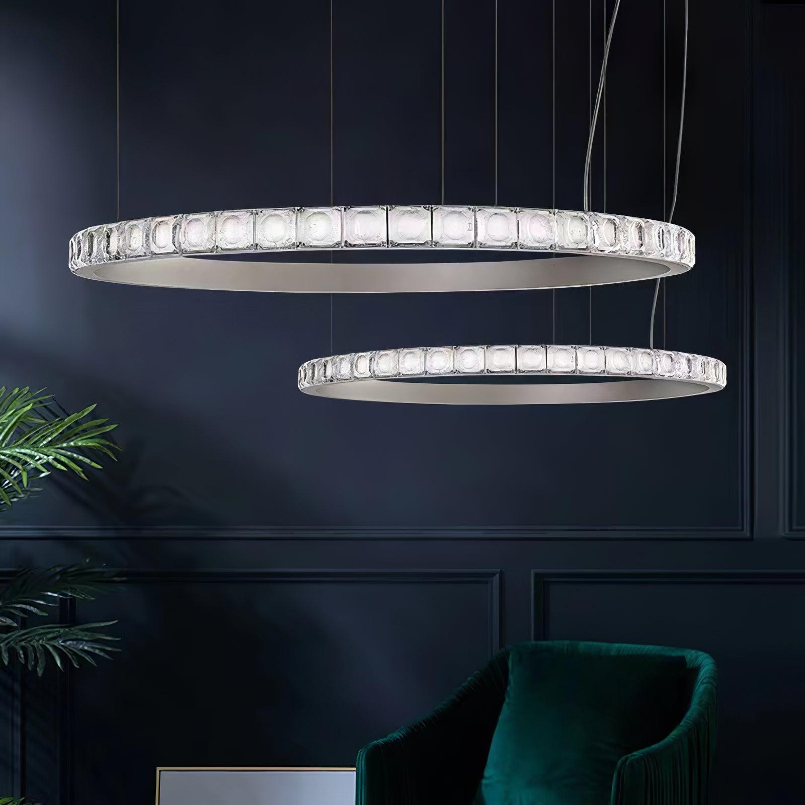 Avzorion Modern Minimalist Ring Glass Metal Chandelier - Blowlighting