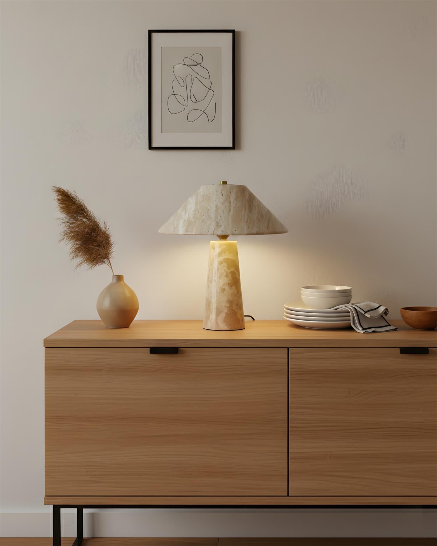 Auralin Modern Travertine Table Light