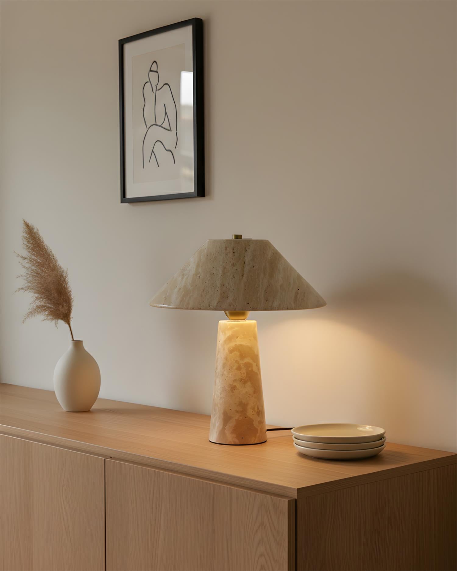 Auralin Modern Travertine Table Light