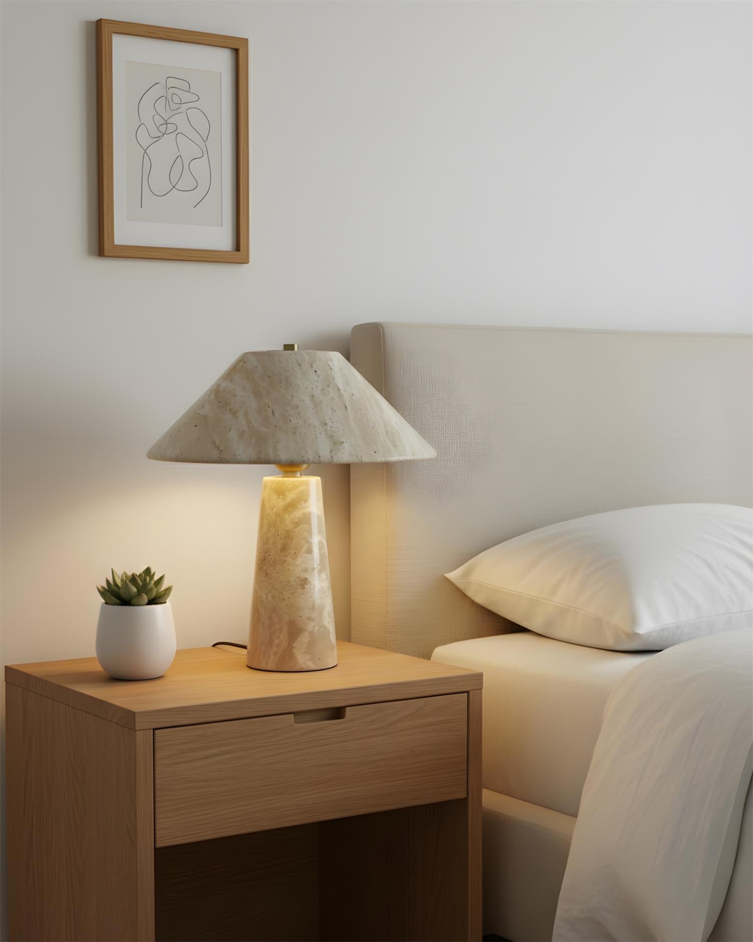 Auralin Modern Travertine Table Light