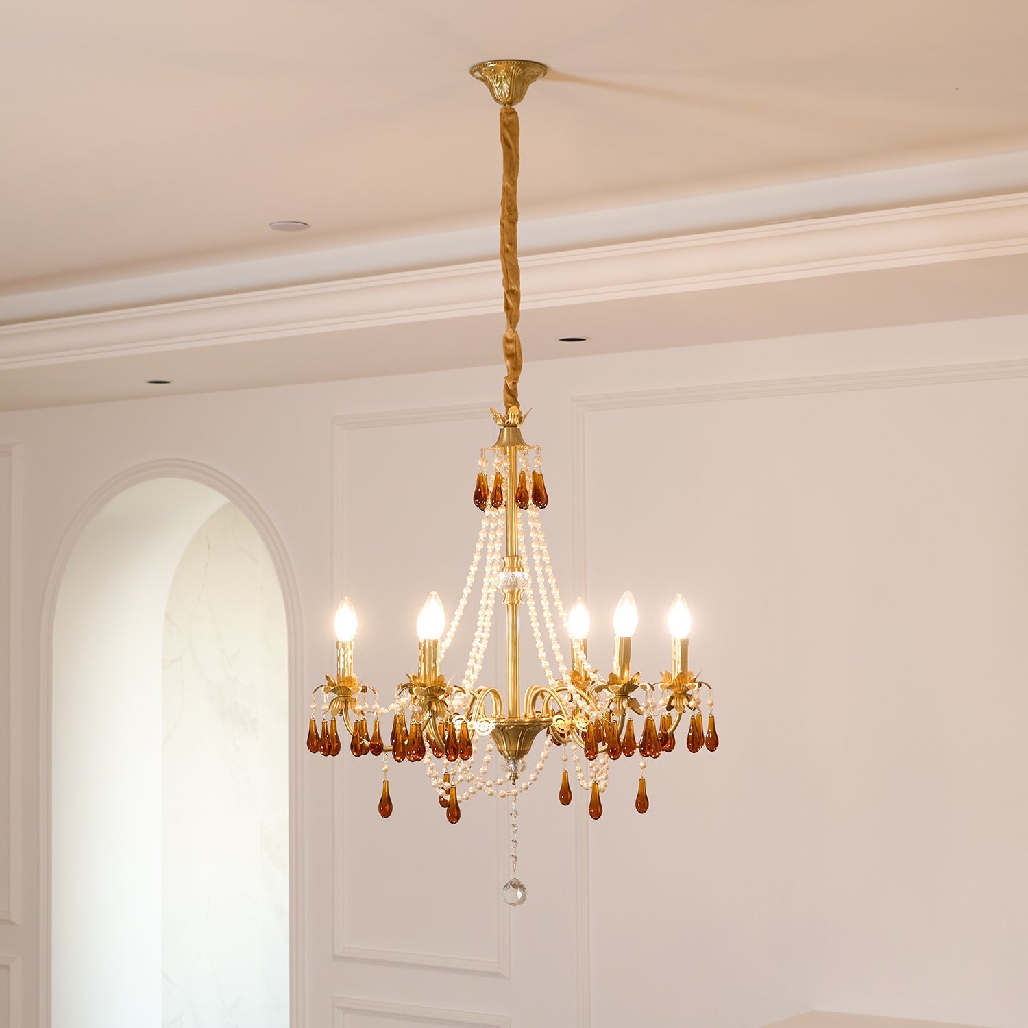 Ormirara Postmodern Luxury Amber Crystal Chandelier - Blowlighting