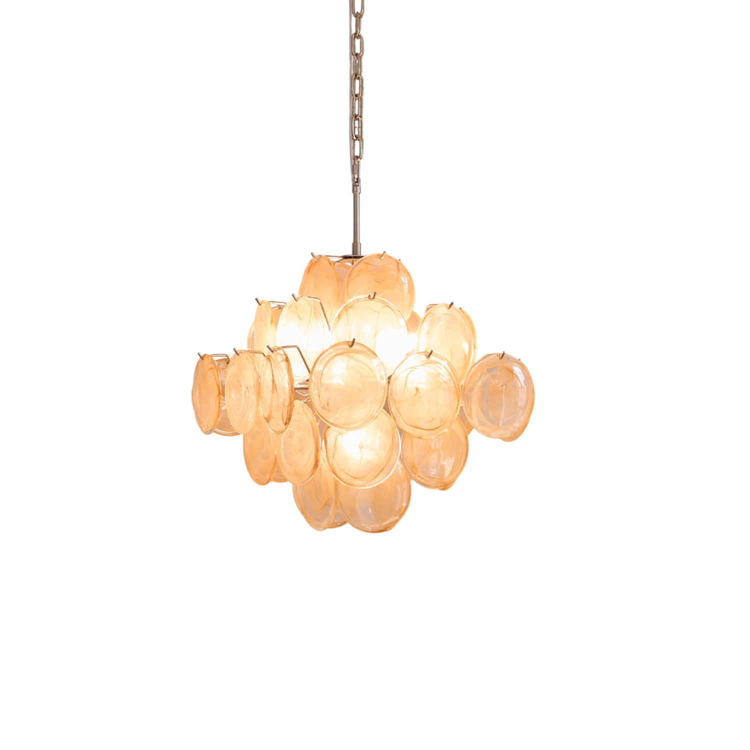 Aurora Chandelier Apricot Murano Glass Disc Layered Artistic - Blowlighting