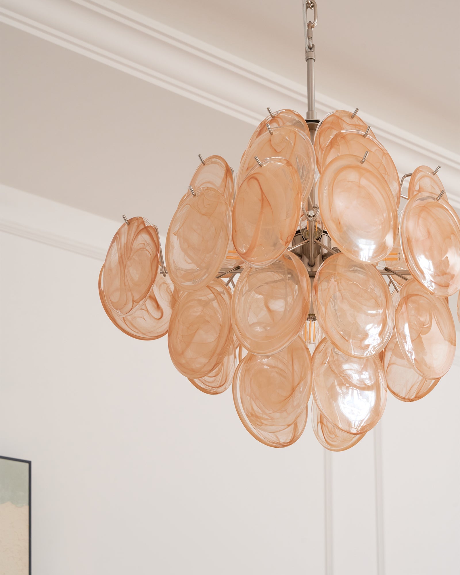 Aurora Chandelier Apricot Murano Glass Disc Layered Artistic - Blowlighting