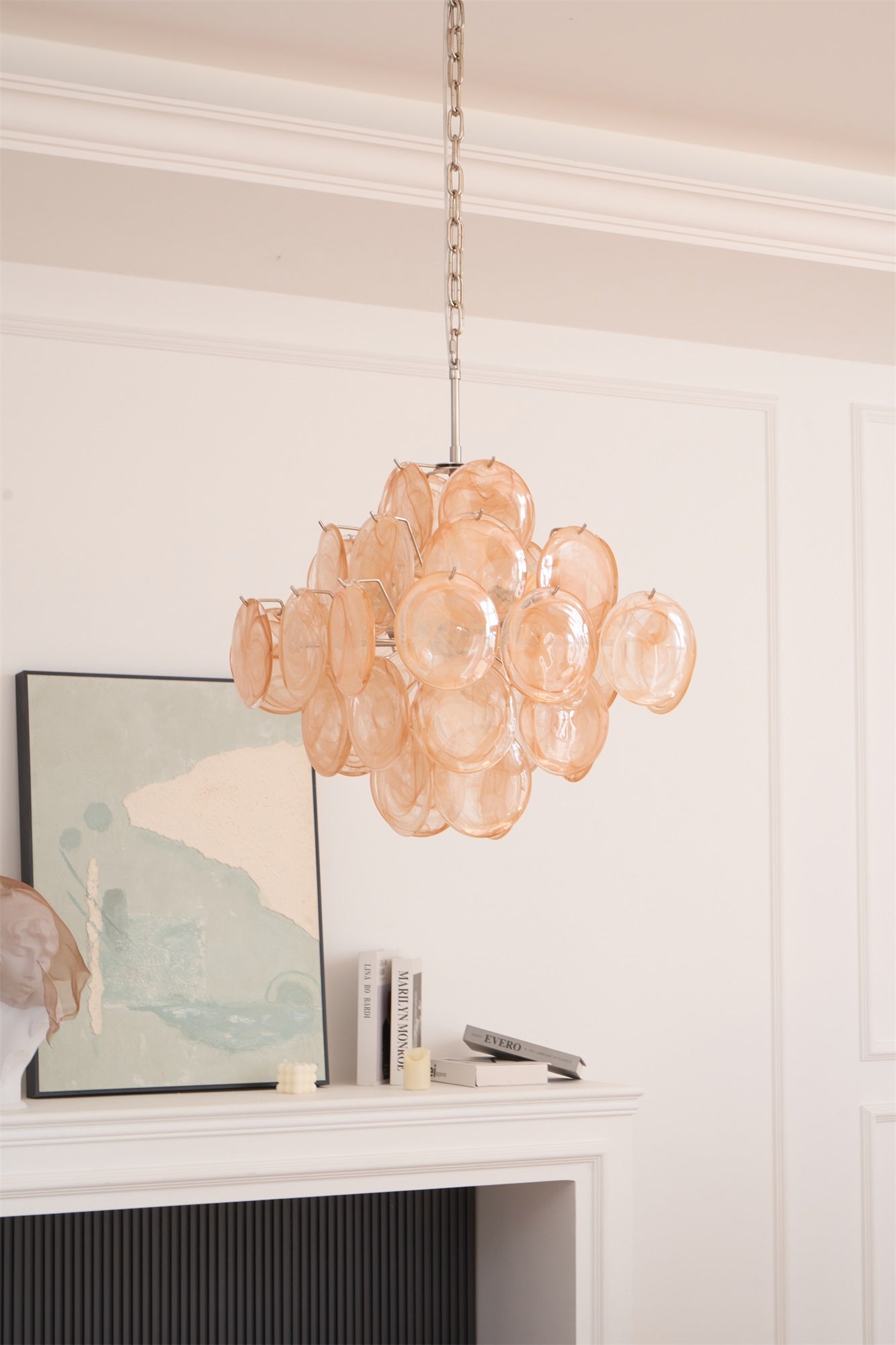 Aurora Chandelier Apricot Murano Glass Disc Layered Artistic - Blowlighting