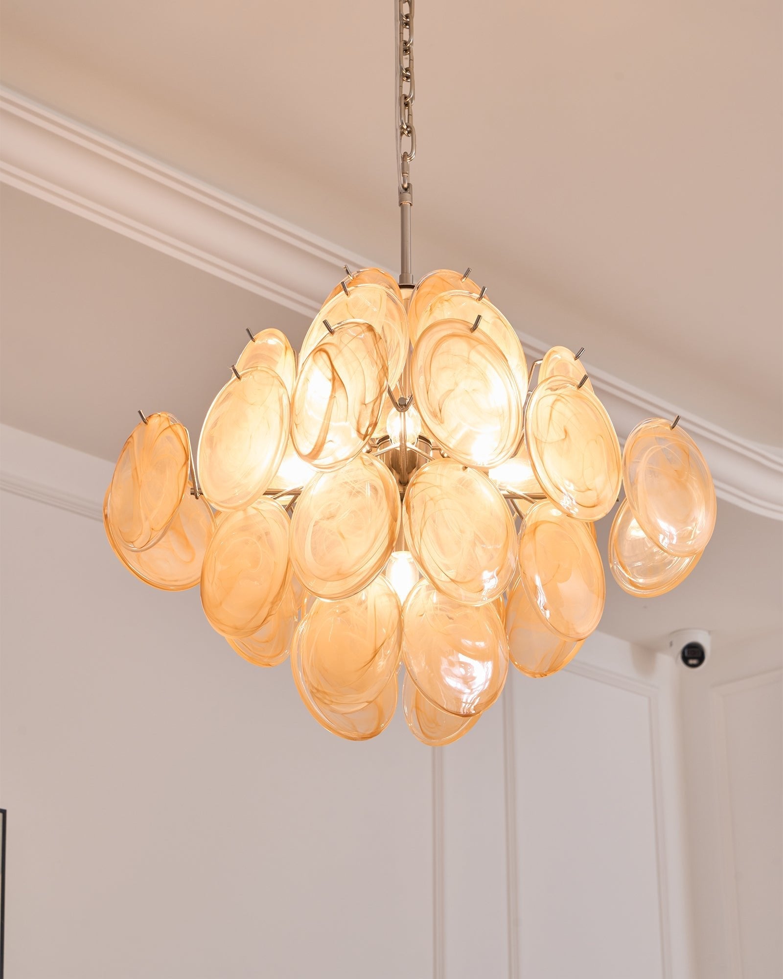 Aurora Chandelier Apricot Murano Glass Disc Layered Artistic - Blowlighting