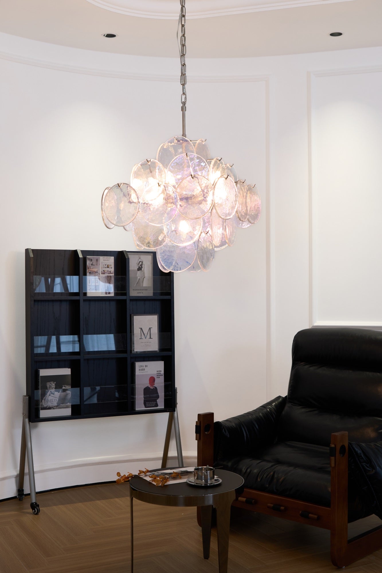 Aurora Chandelier Iridescent Murano Disc Layered - Blowlighting