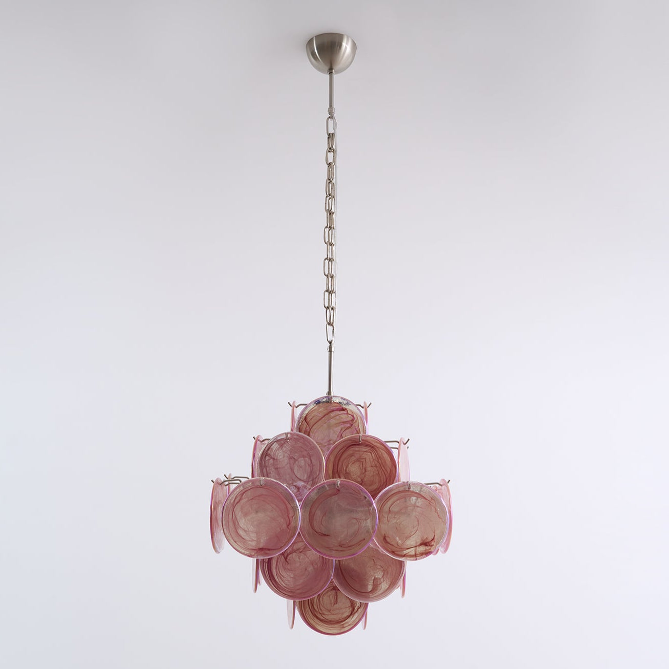 Aurora Chandelier Pink Glass Disc Layered Romantic - Blowlighting