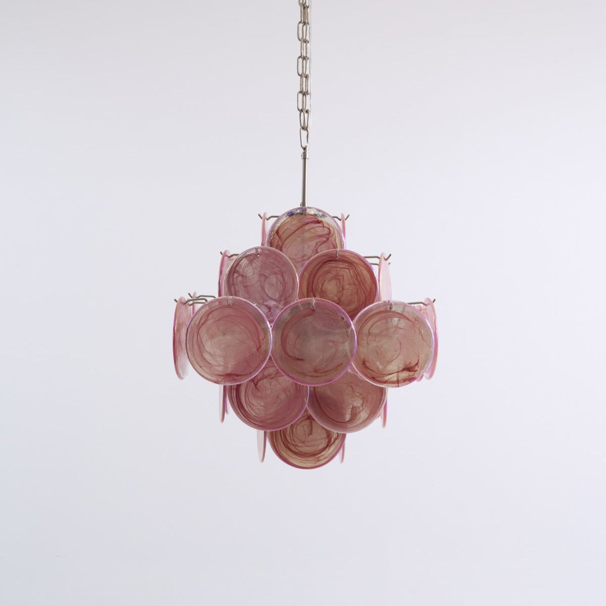 Aurora Chandelier Pink Glass Disc Layered Romantic - Blowlighting