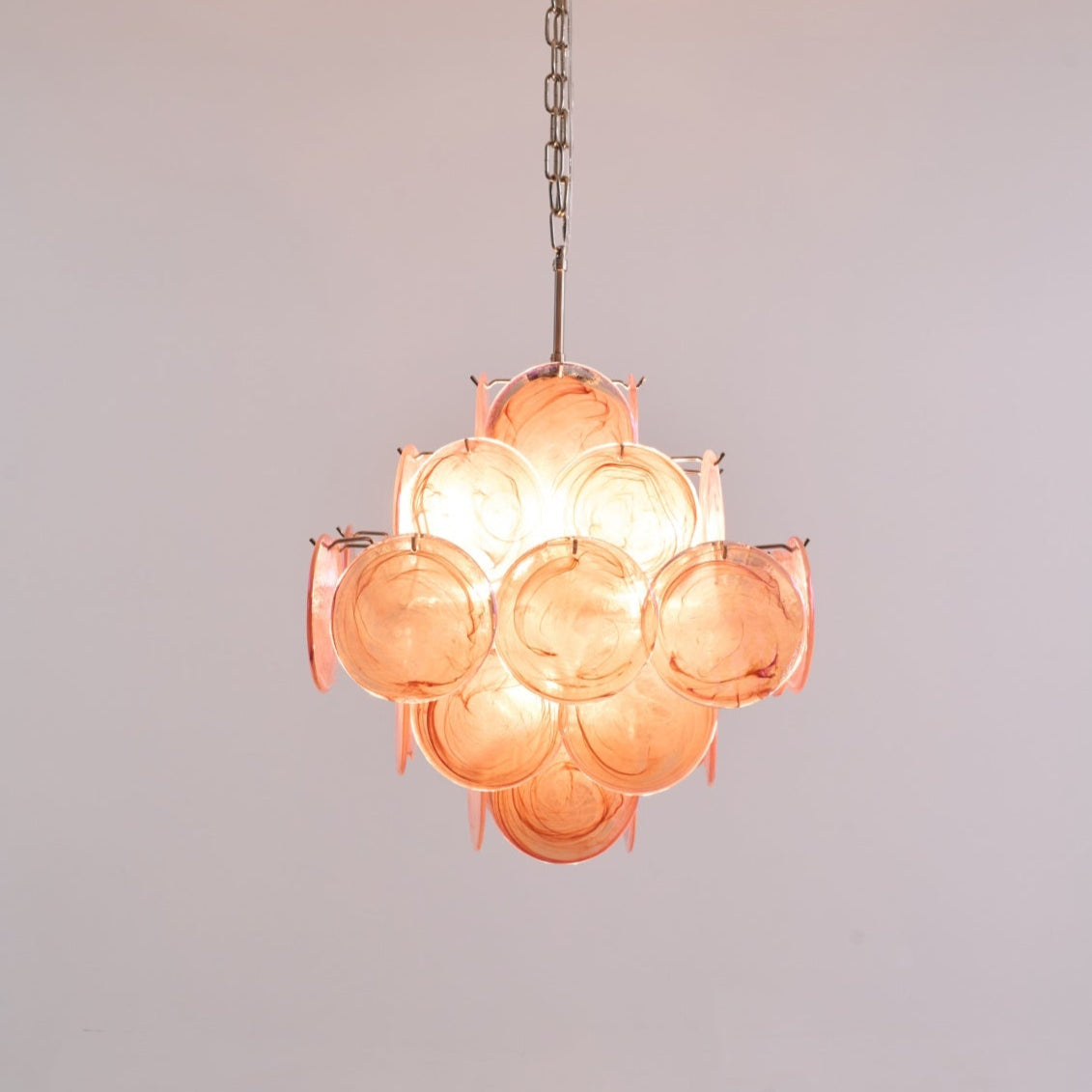 Aurora Chandelier Pink Glass Disc Layered Romantic - Blowlighting
