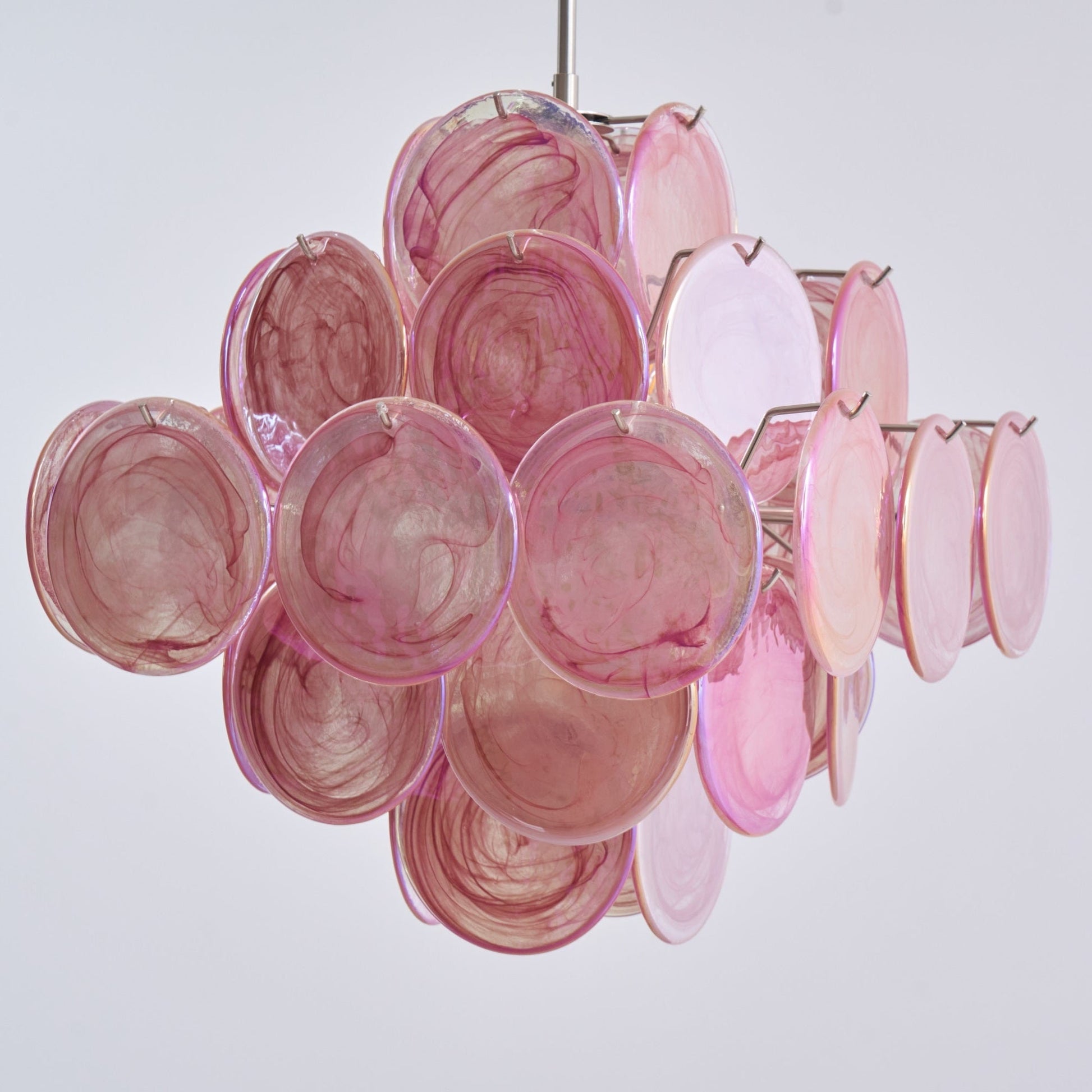 Aurora Chandelier Pink Glass Disc Layered Romantic - Blowlighting