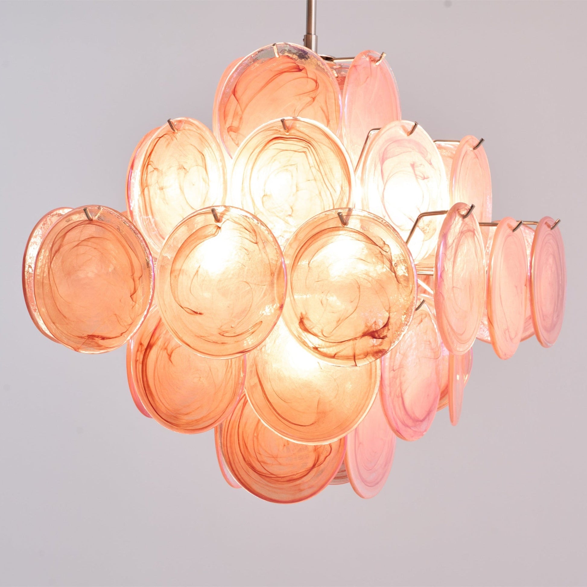 Aurora Chandelier Pink Glass Disc Layered Romantic - Blowlighting