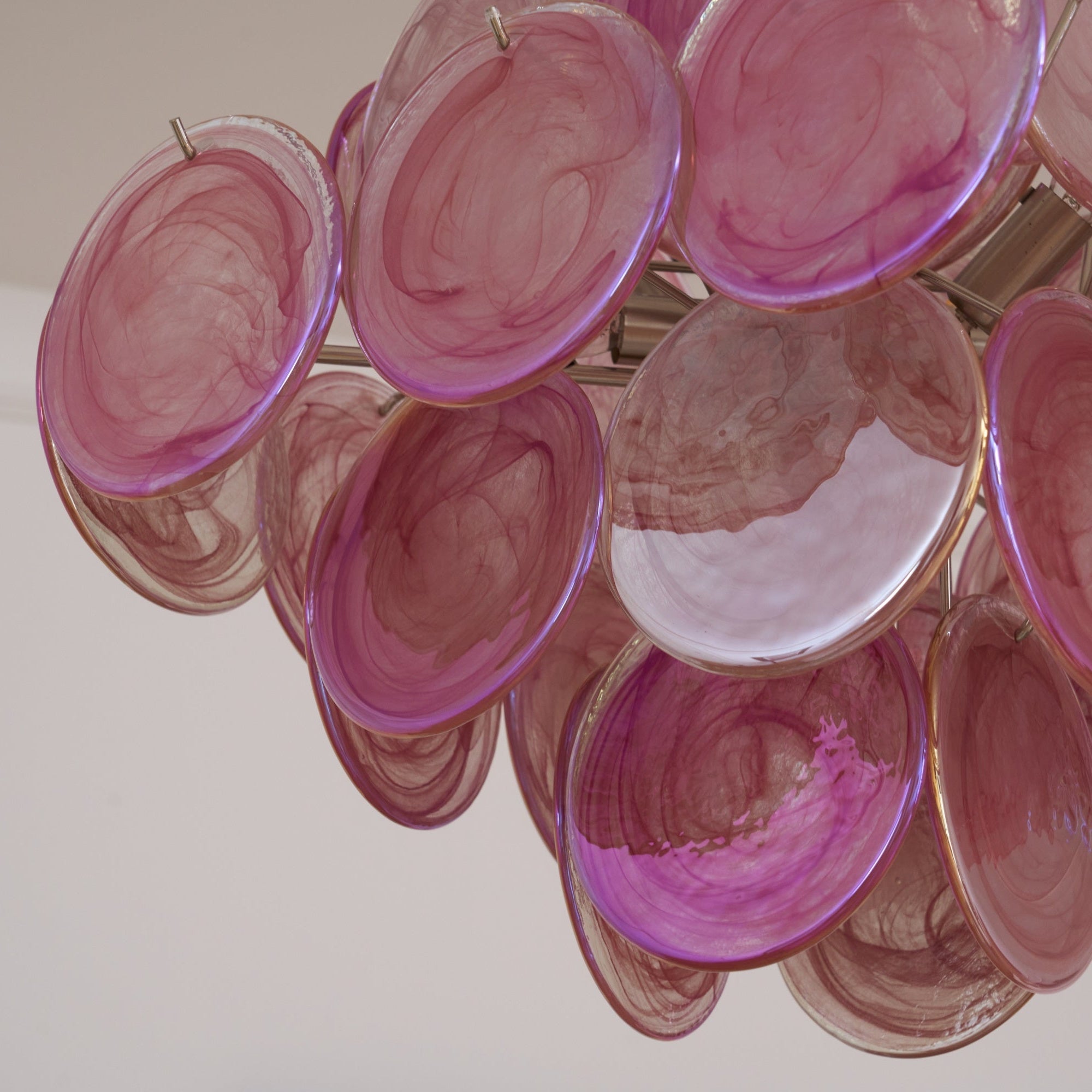 Aurora Chandelier Pink Glass Disc Layered Romantic - Blowlighting