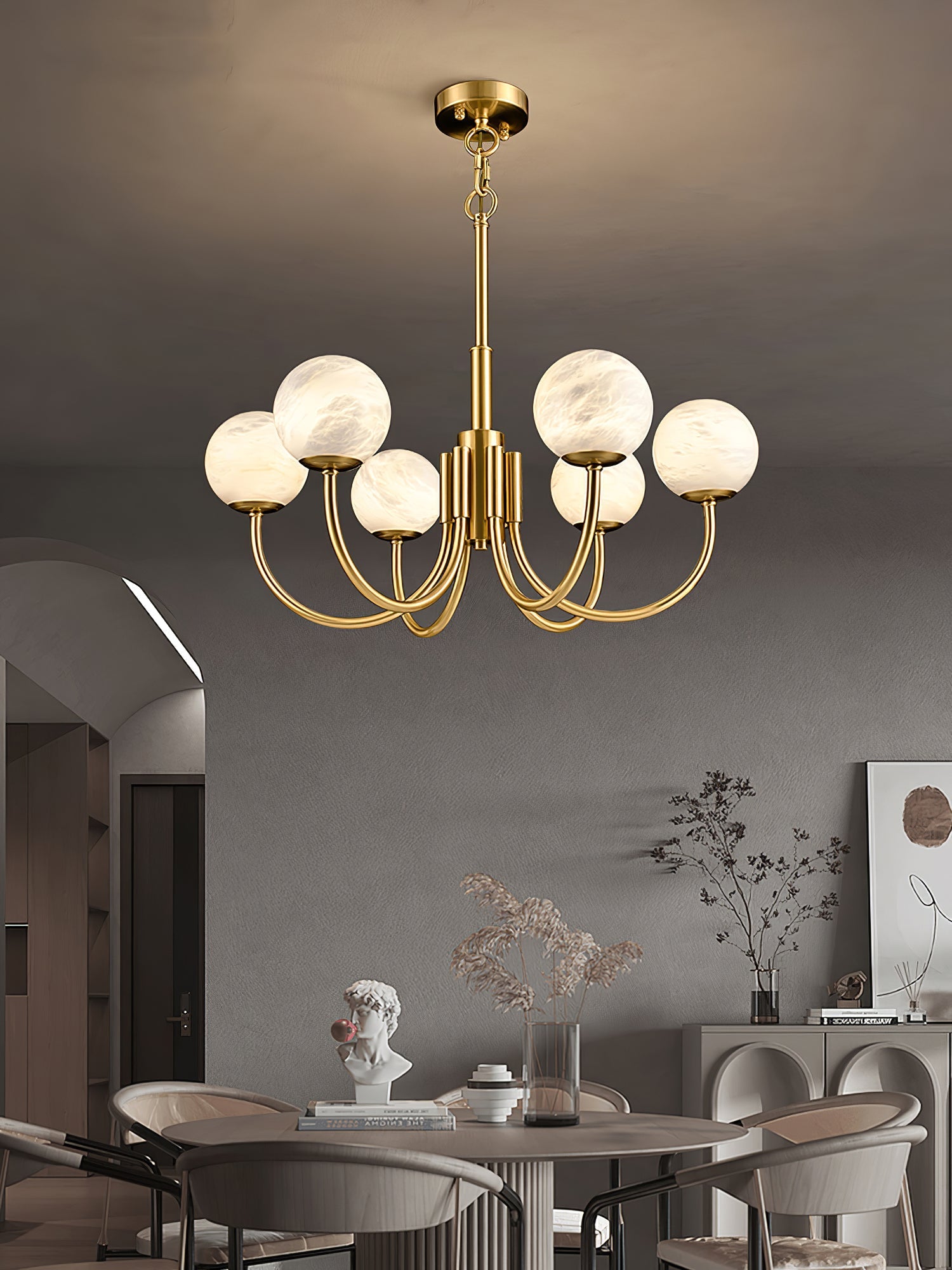 Alira Vintage Alabaster Chandelier Light - Blowlighting