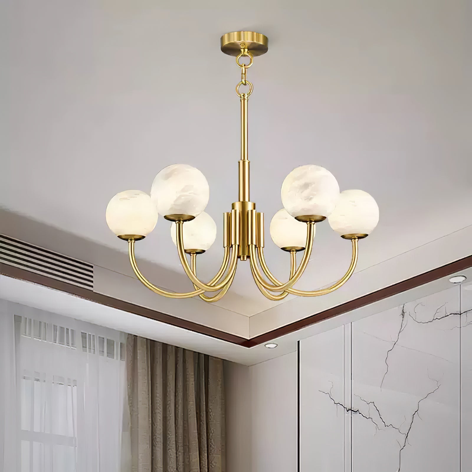 Alira Vintage Alabaster Chandelier Light - Blowlighting